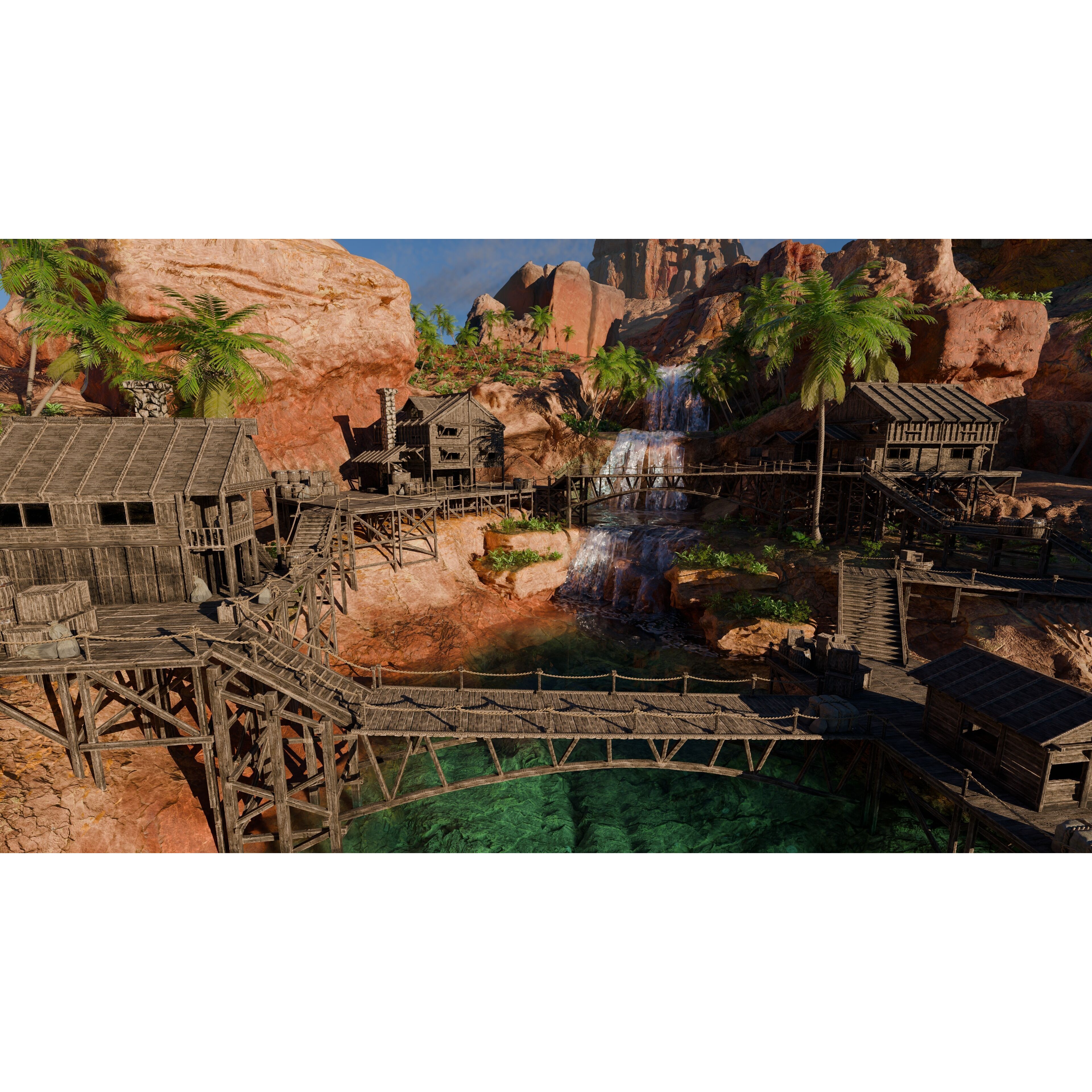 Desert Waterfall Scene - Game-Ready 3D Model - View 13