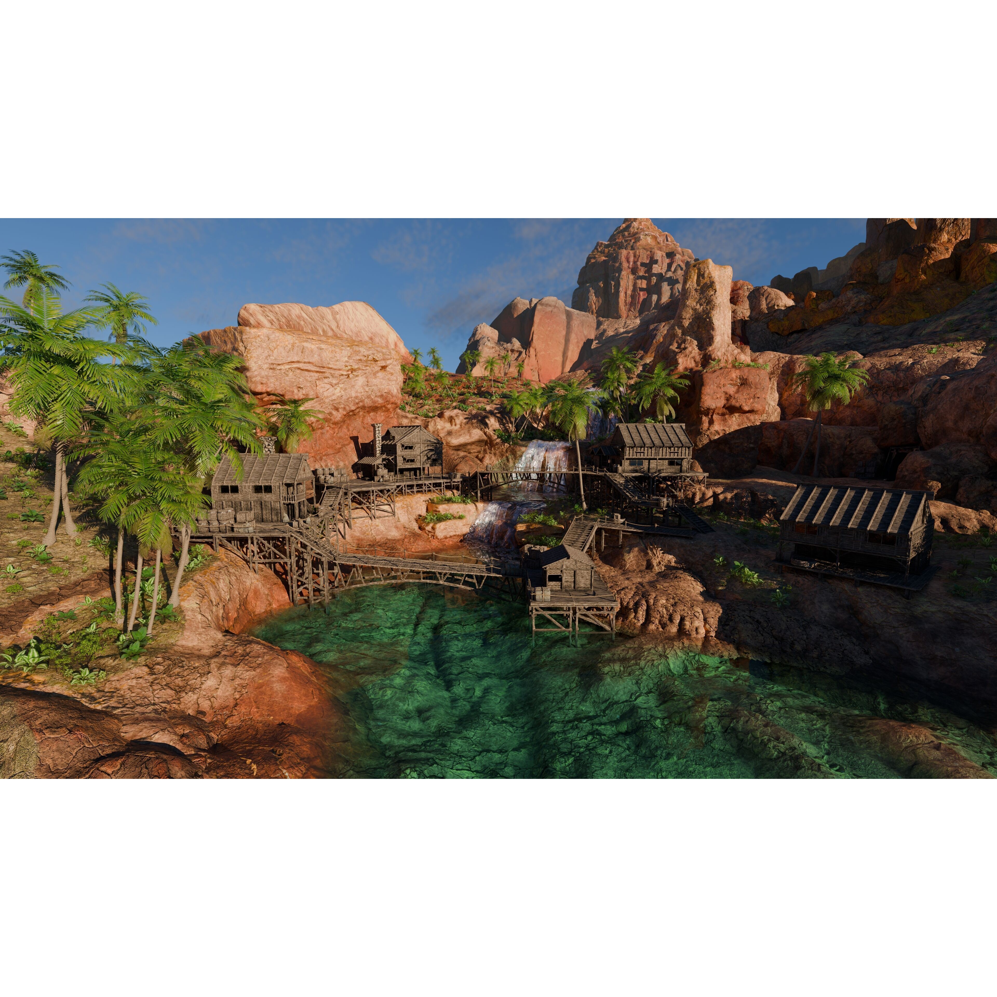 Desert Waterfall Scene - Game-Ready 3D Model - View 14