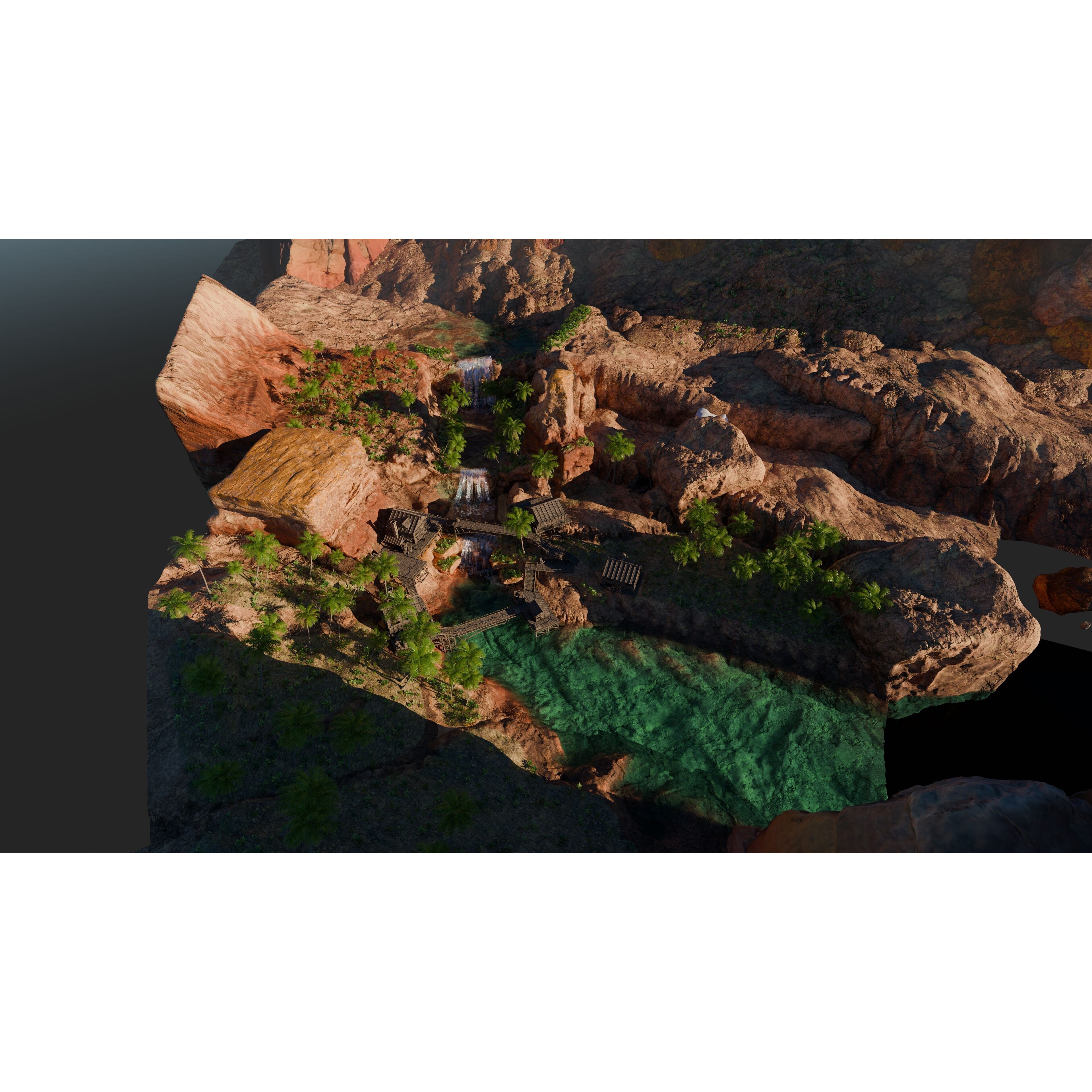 Desert Waterfall Scene - Game-Ready 3D Model - View 17
