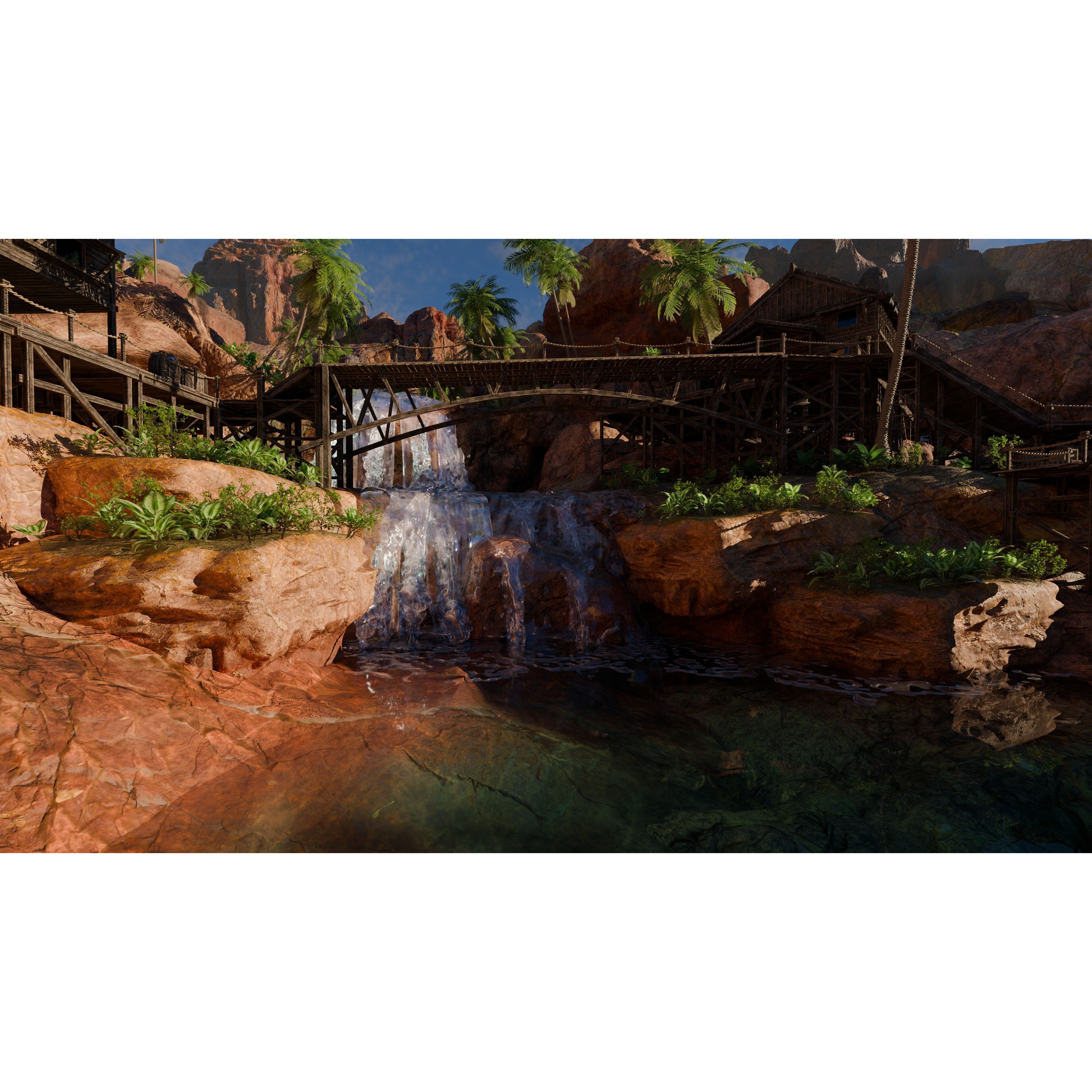 Desert Waterfall Scene - Game-Ready 3D Model - View 5