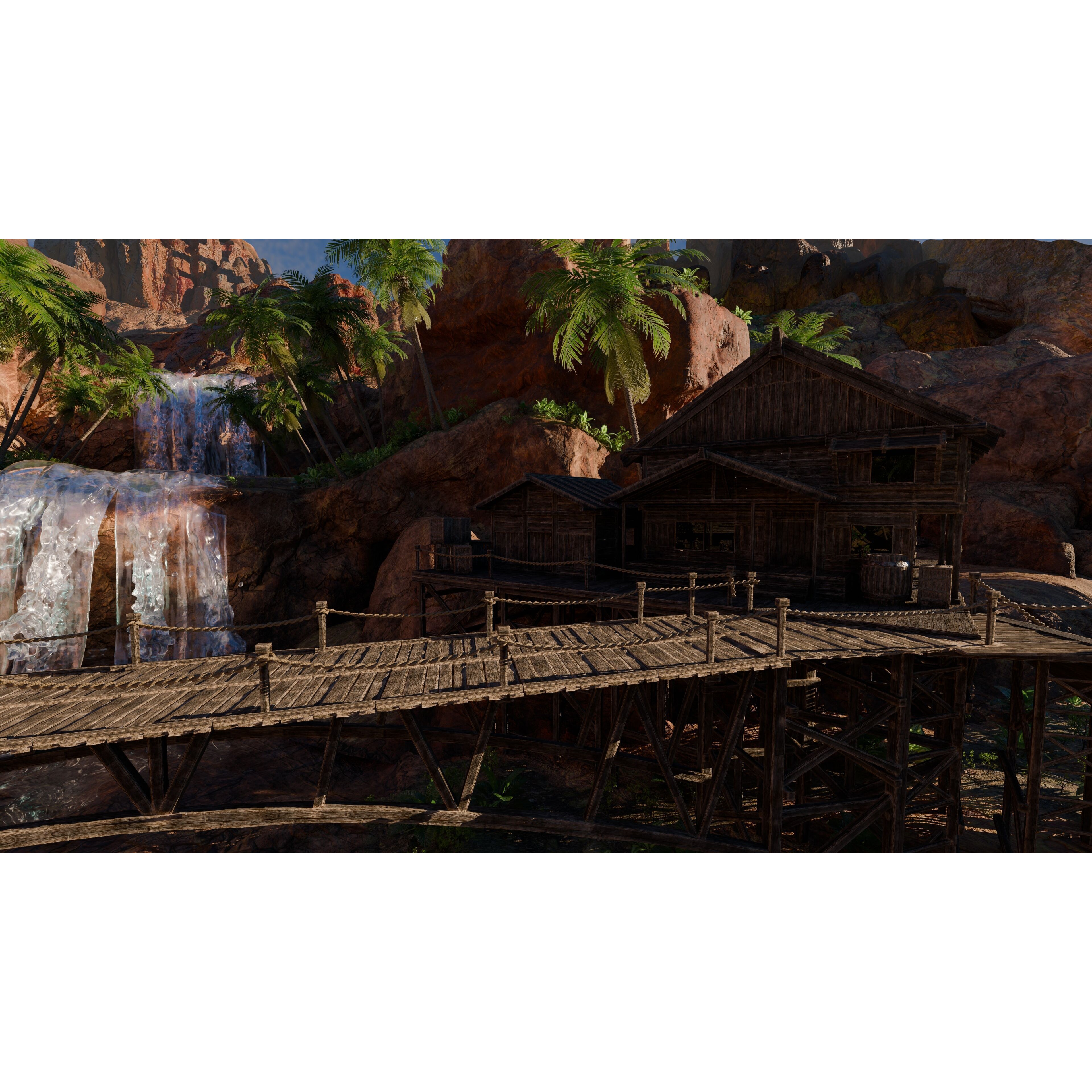 Desert Waterfall Scene - Game-Ready 3D Model - View 6