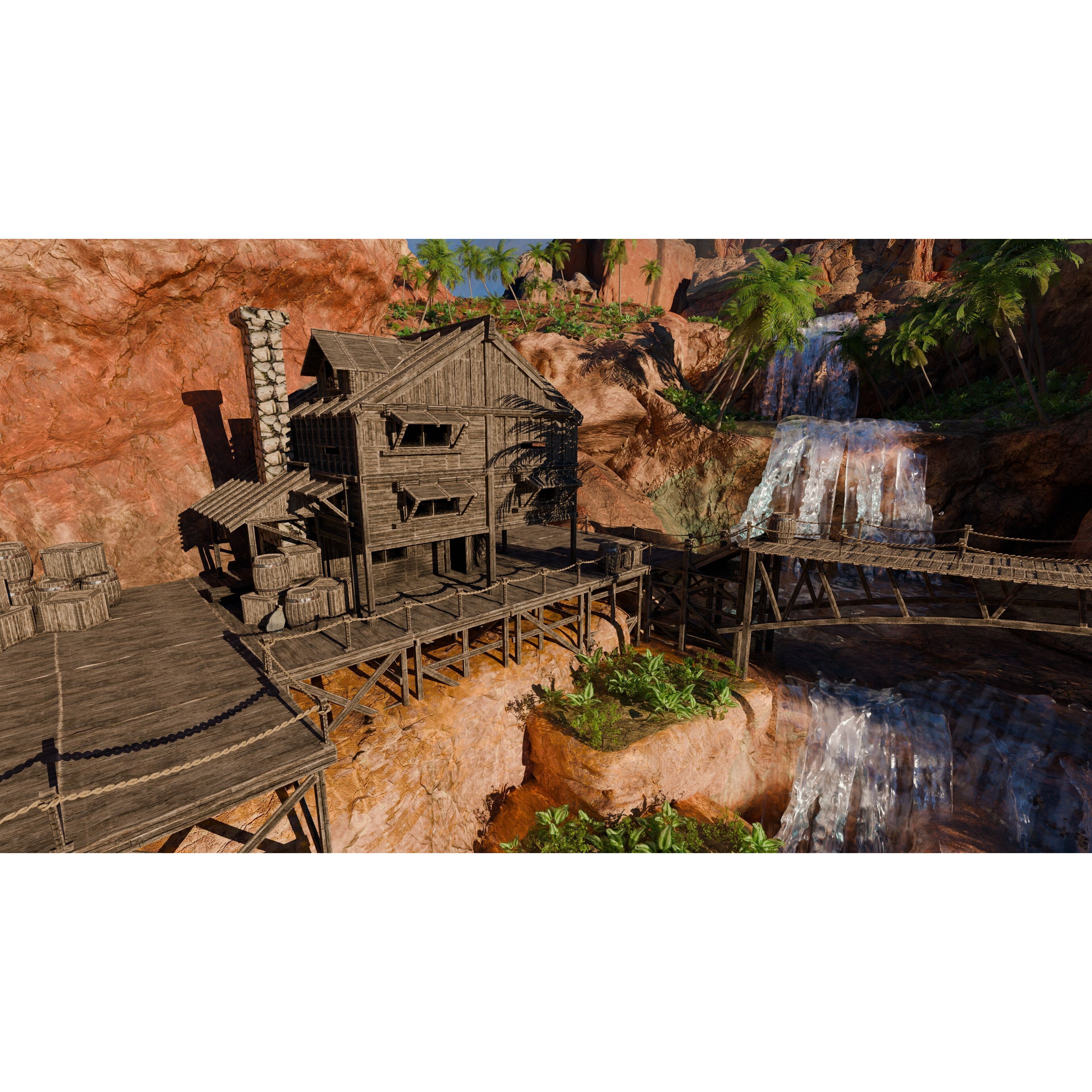 Desert Waterfall Scene - Game-Ready 3D Model - View 7