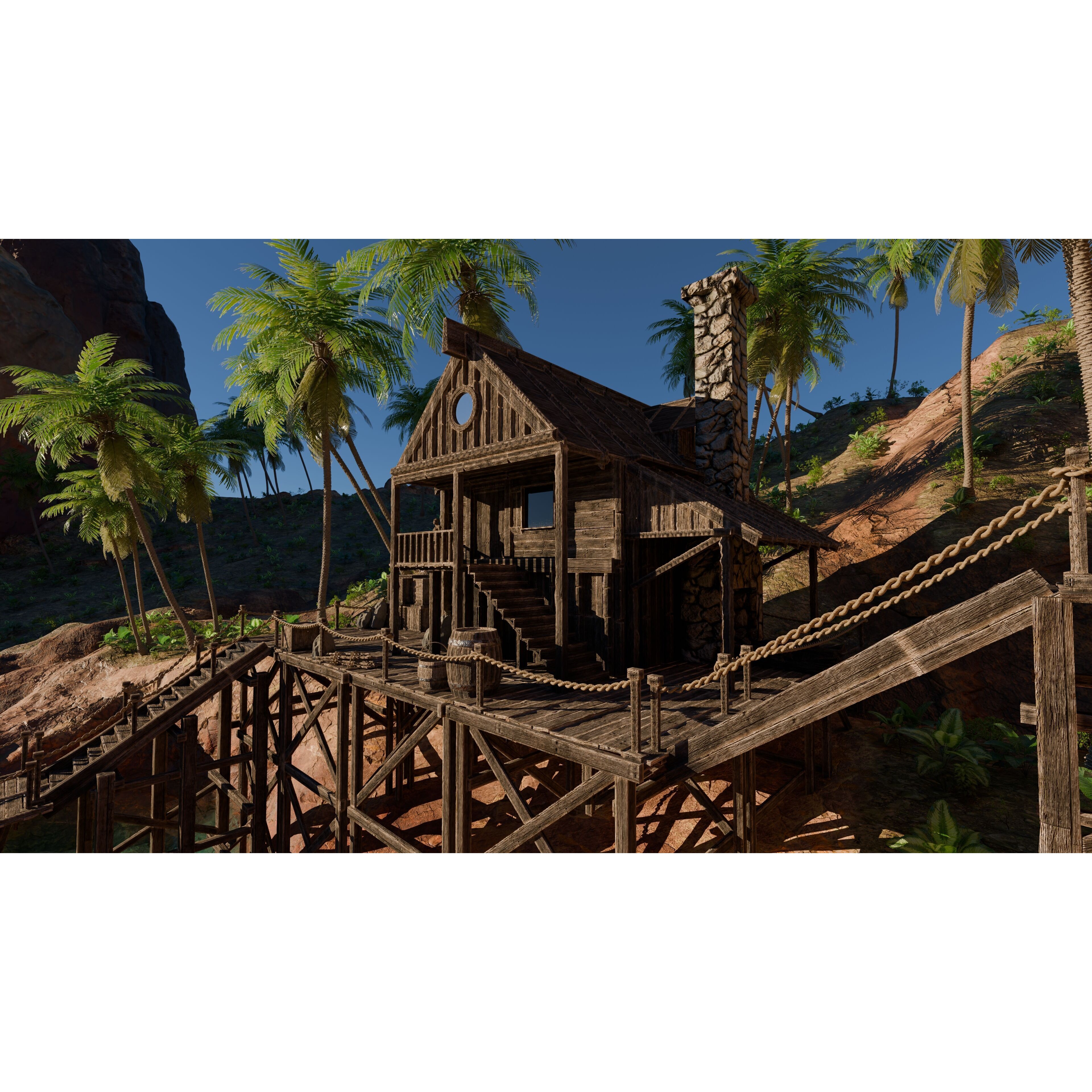 Desert Waterfall Scene - Game-Ready 3D Model - View 8