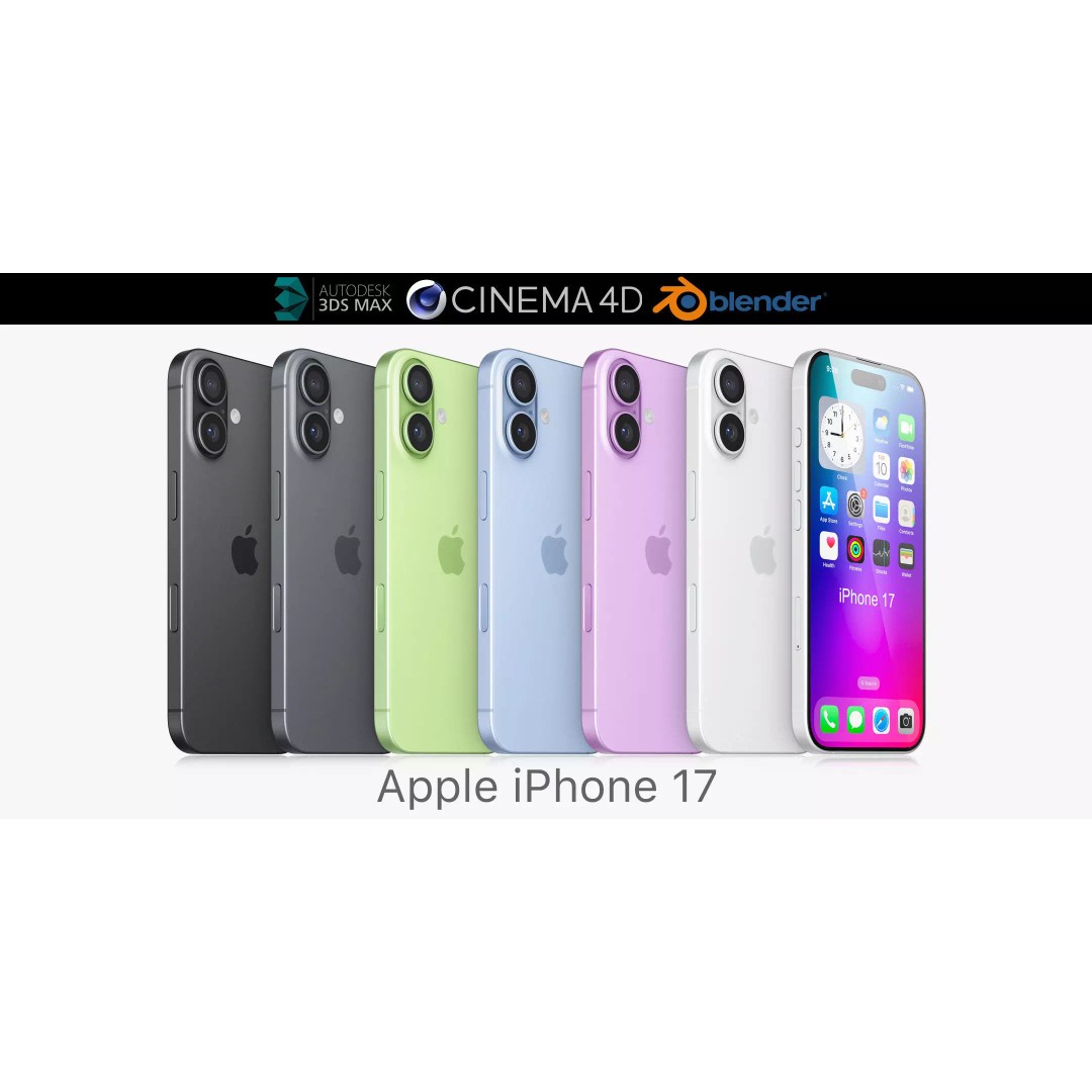 Apple iPhone 17 v2 3D Model – Realistic PBR Asset, OBJ, FBX, Blender - View 2