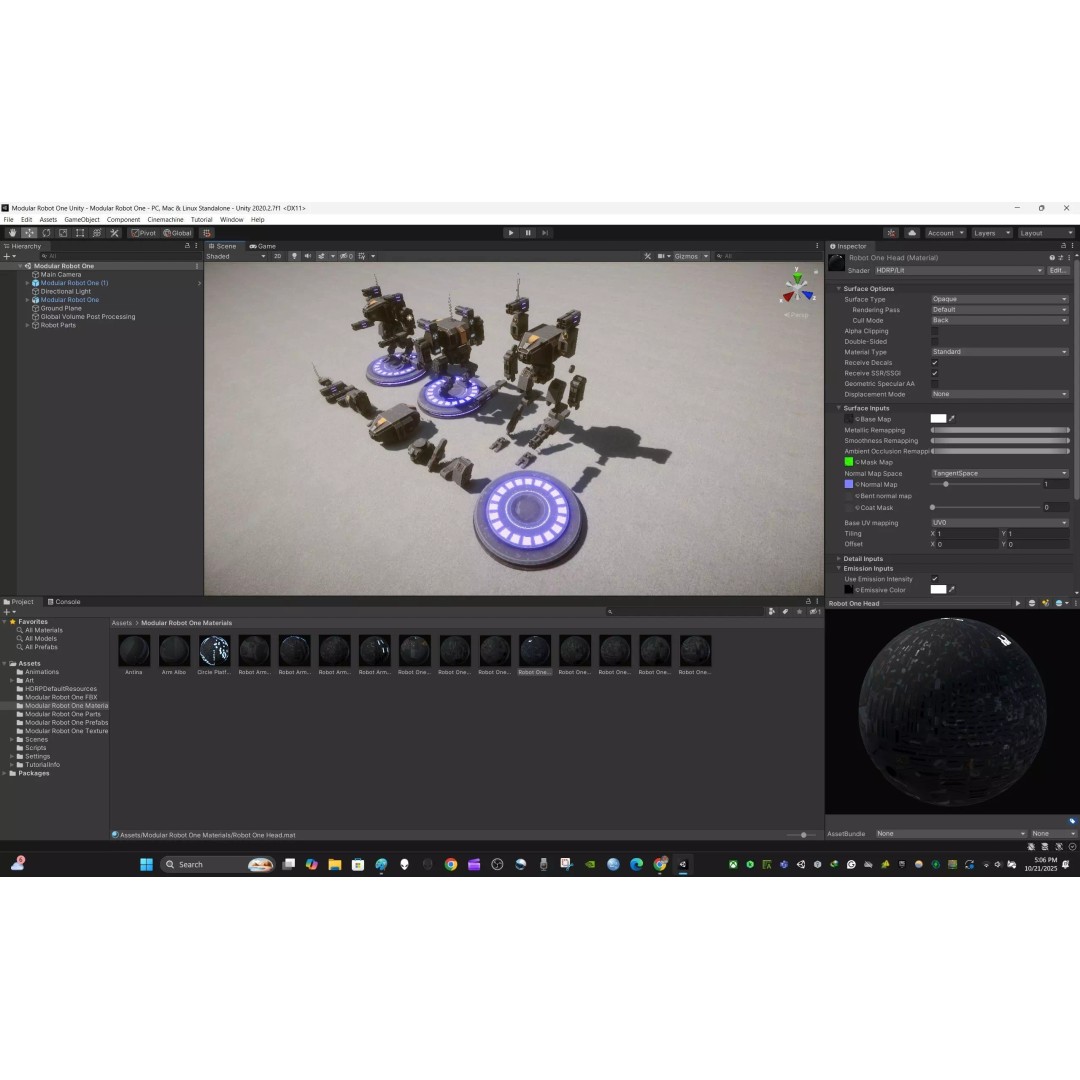 Modular Robot One 3D Model – Low Poly PBR Game Asset, FBX - View 11