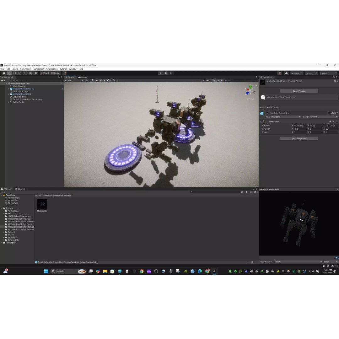 Modular Robot One 3D Model – Low Poly PBR Game Asset, FBX - View 12