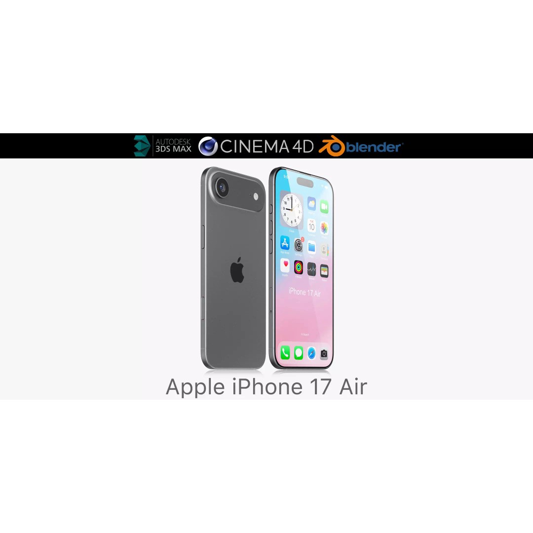 Apple iPhone 17 Air v3 3D Model – Realistic Game-Ready Asset, PBR, Blender, FBX - View 2