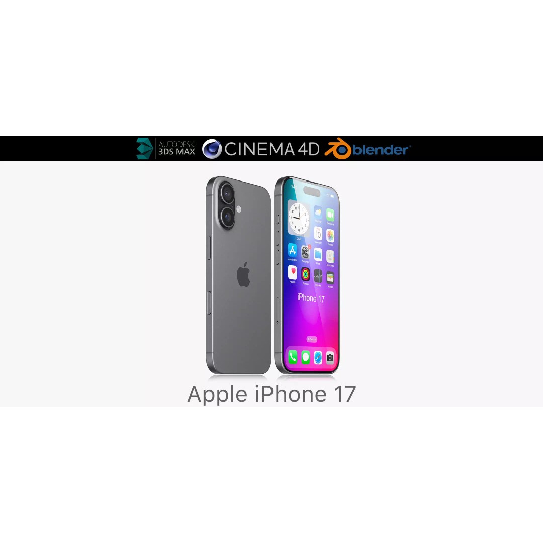 Apple iPhone 17 v2 3D Model – Realistic PBR Asset, Blender, FBX, OBJ - View 2