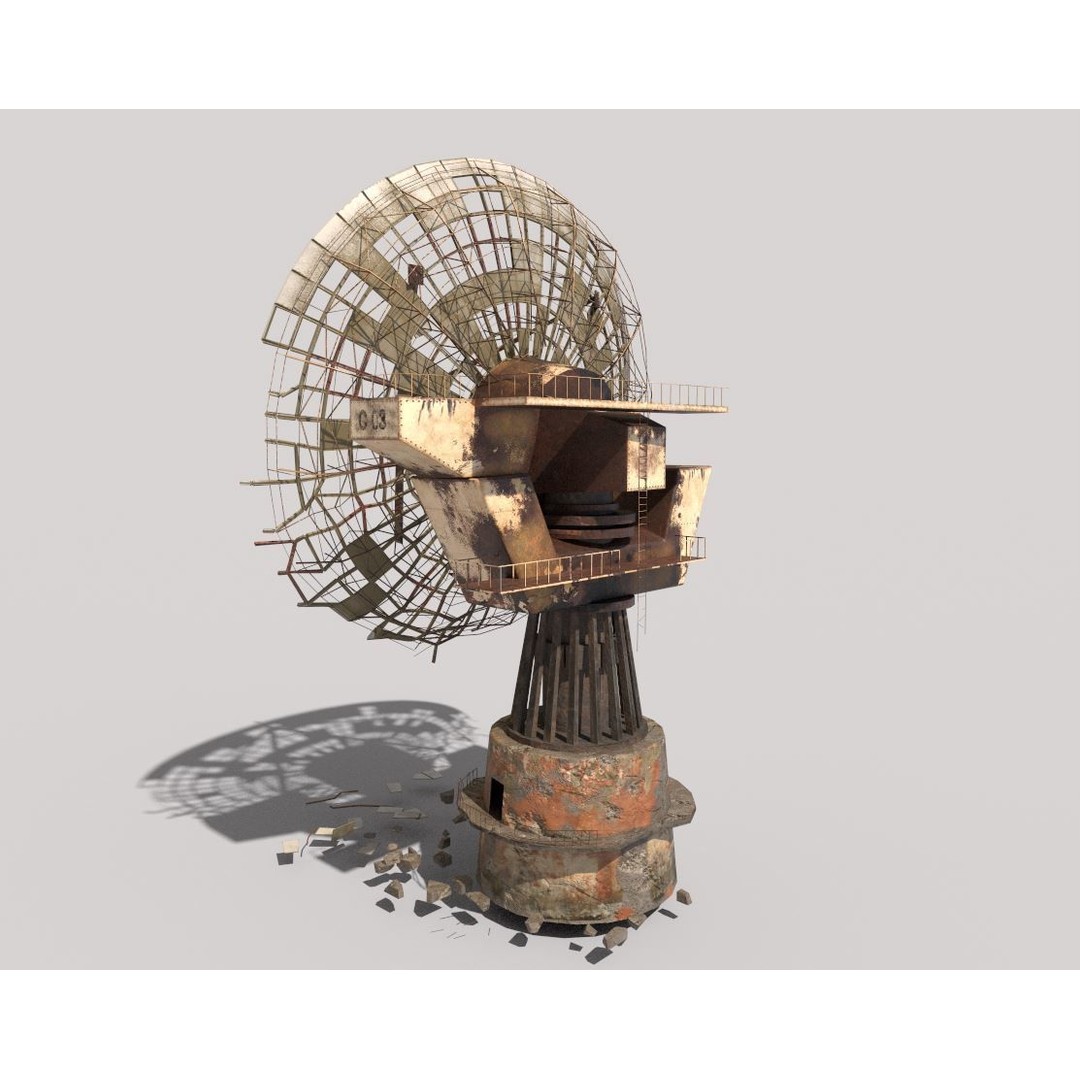 Abandoned Satellite Dish 3D Model – PBR Textures, Game-Ready, FBX - View 10