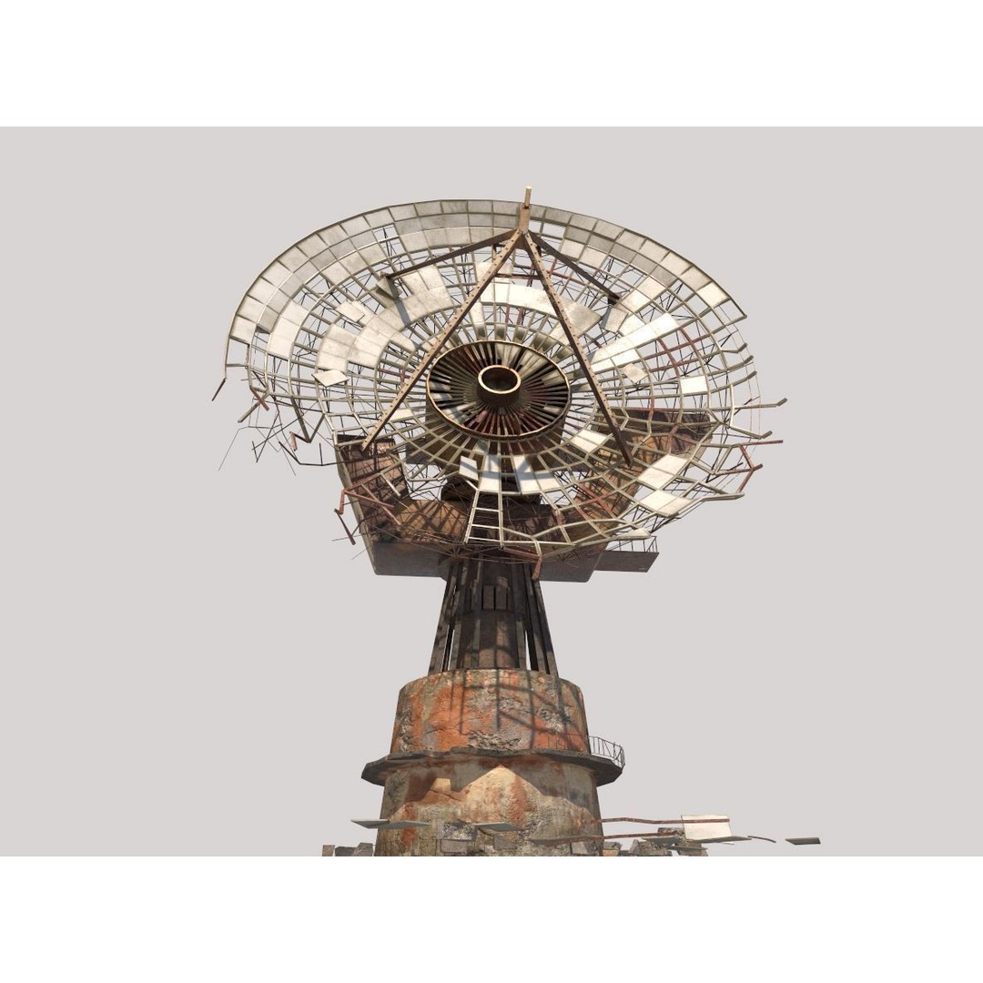 Abandoned Satellite Dish 3D Model – PBR Textures, Game-Ready, FBX - View 3