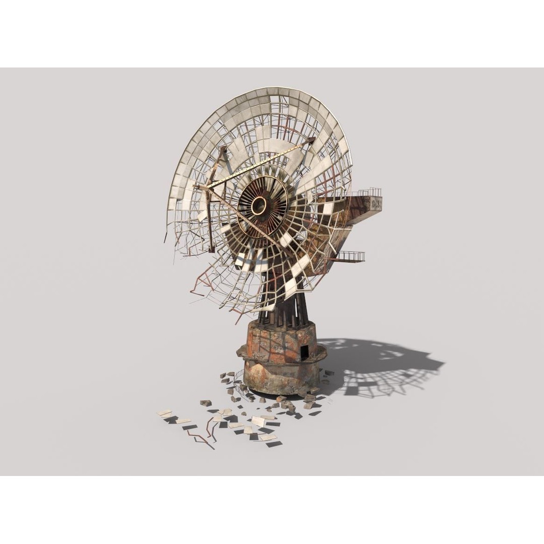 Abandoned Satellite Dish 3D Model – PBR Textures, Game-Ready, FBX - View 6