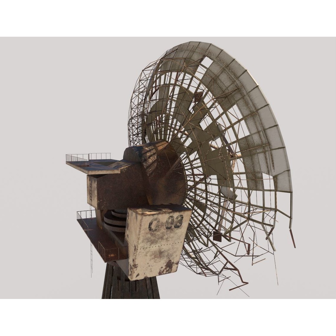 Abandoned Satellite Dish 3D Model – PBR Textures, Game-Ready, FBX - View 9