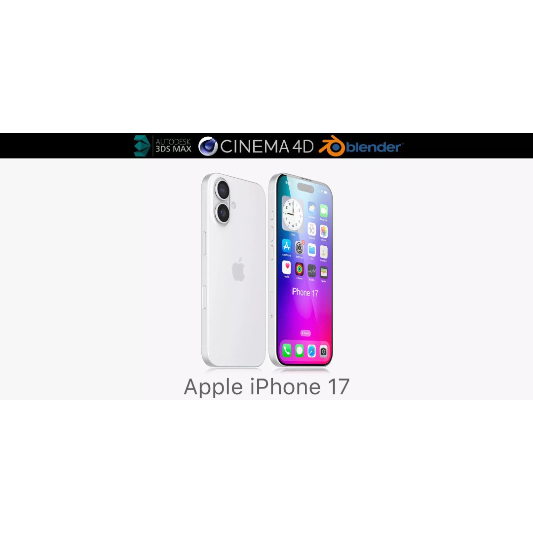 Apple iPhone 17 3D Model – Realistic PBR Asset, OBJ, FBX, Blender - View 2