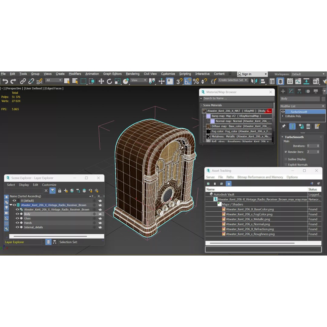 Atwater Kent 206-X Vintage Radio Receiver 3D Model – Classic Retro Design, FBX - View 11