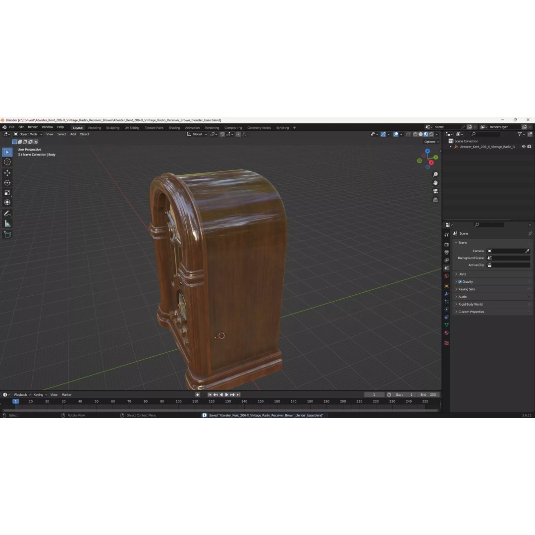 Atwater Kent 206-X Vintage Radio Receiver 3D Model – Classic Retro Design, FBX - View 12