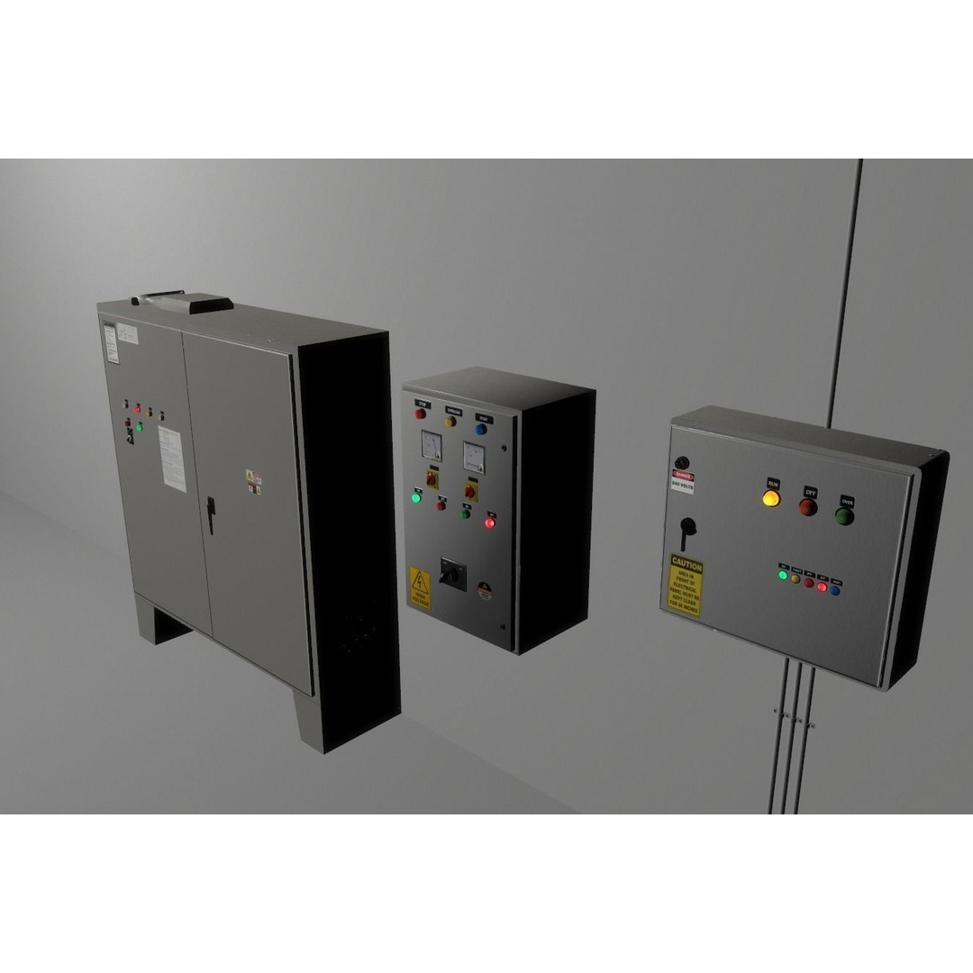Factory Control Panels 3D Model – Low Poly PBR Game Asset, FBX