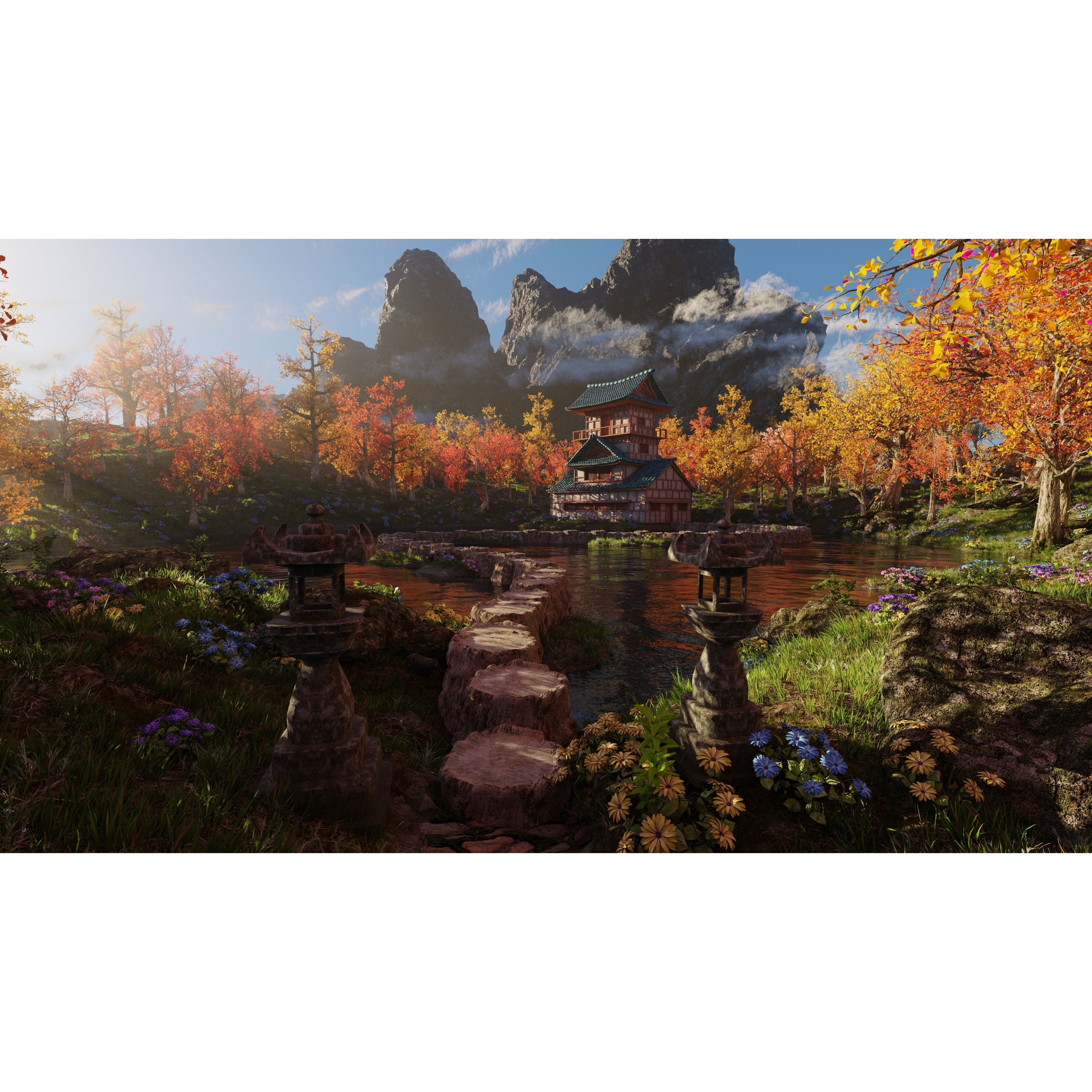 Japanese Scene - Game-Ready 3D Model - View 3