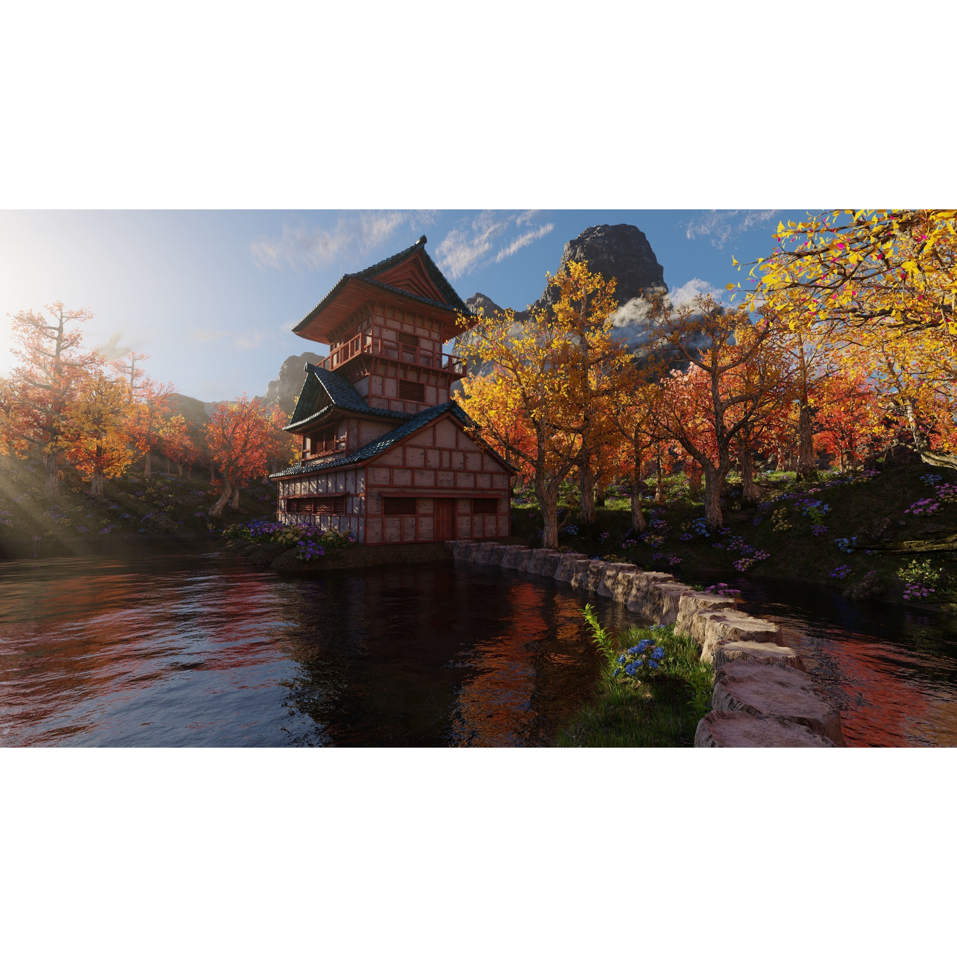 Japanese Scene - Game-Ready 3D Model - View 4