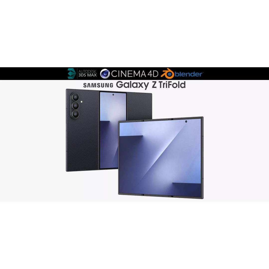 Samsung Galaxy Z TriFold 3D Model – High Poly Rigged Asset, Blender, FBX - View 2