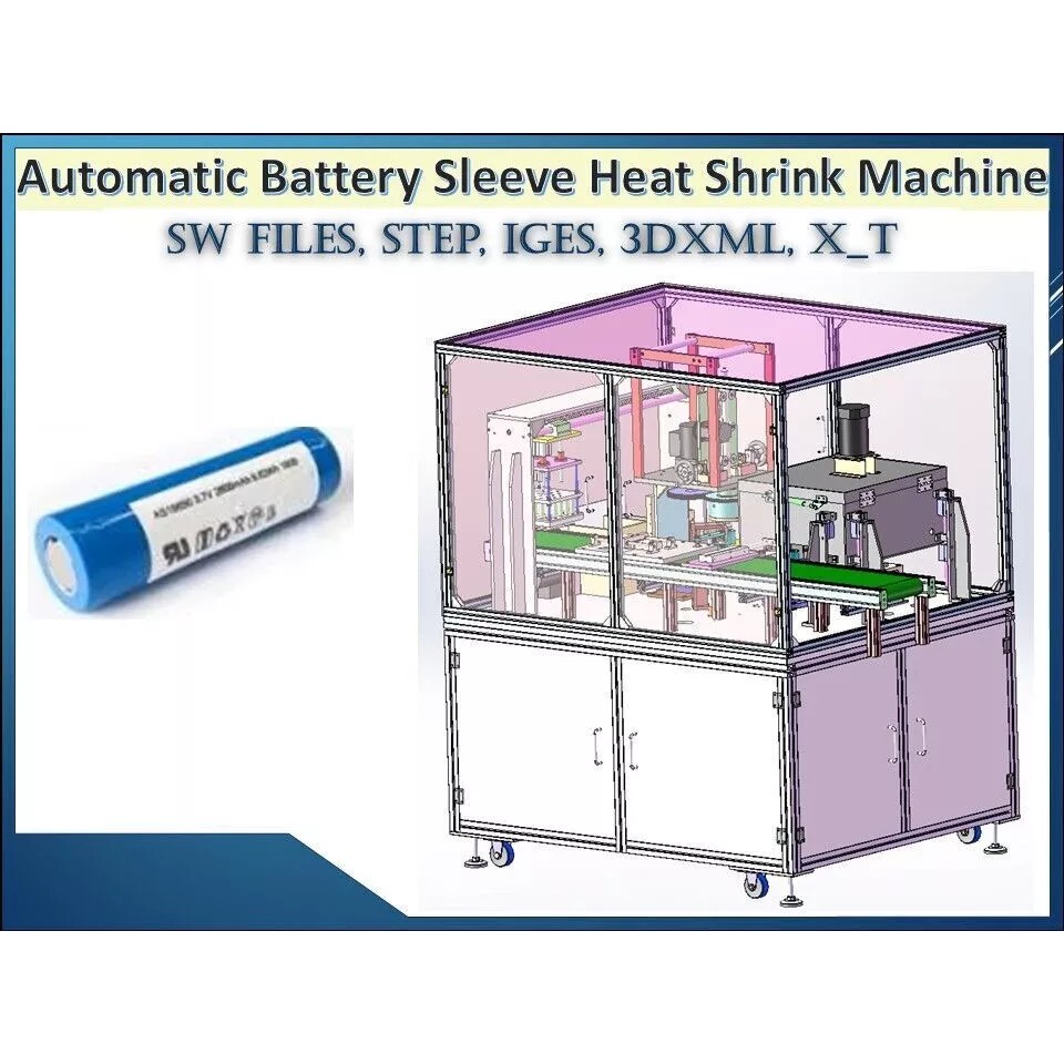 Automatic Battery Sleeve Heat Shrink Machine 3D Model – Industrial Automation CAD Asset - View 2