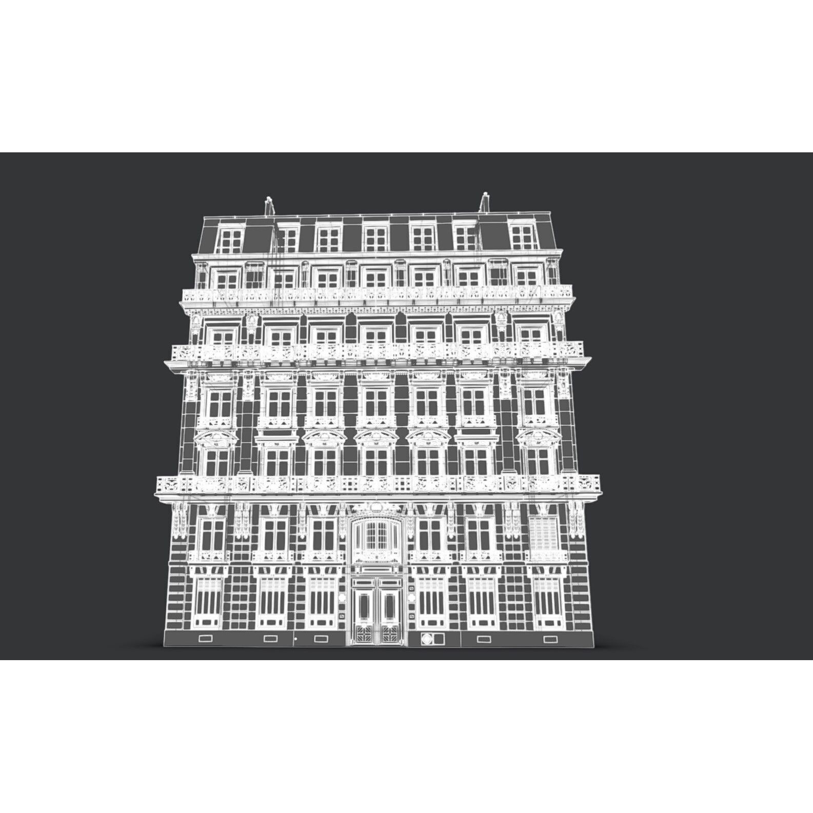 Parisian Old Building - Low-Poly Game-Ready 3D Model - View 12