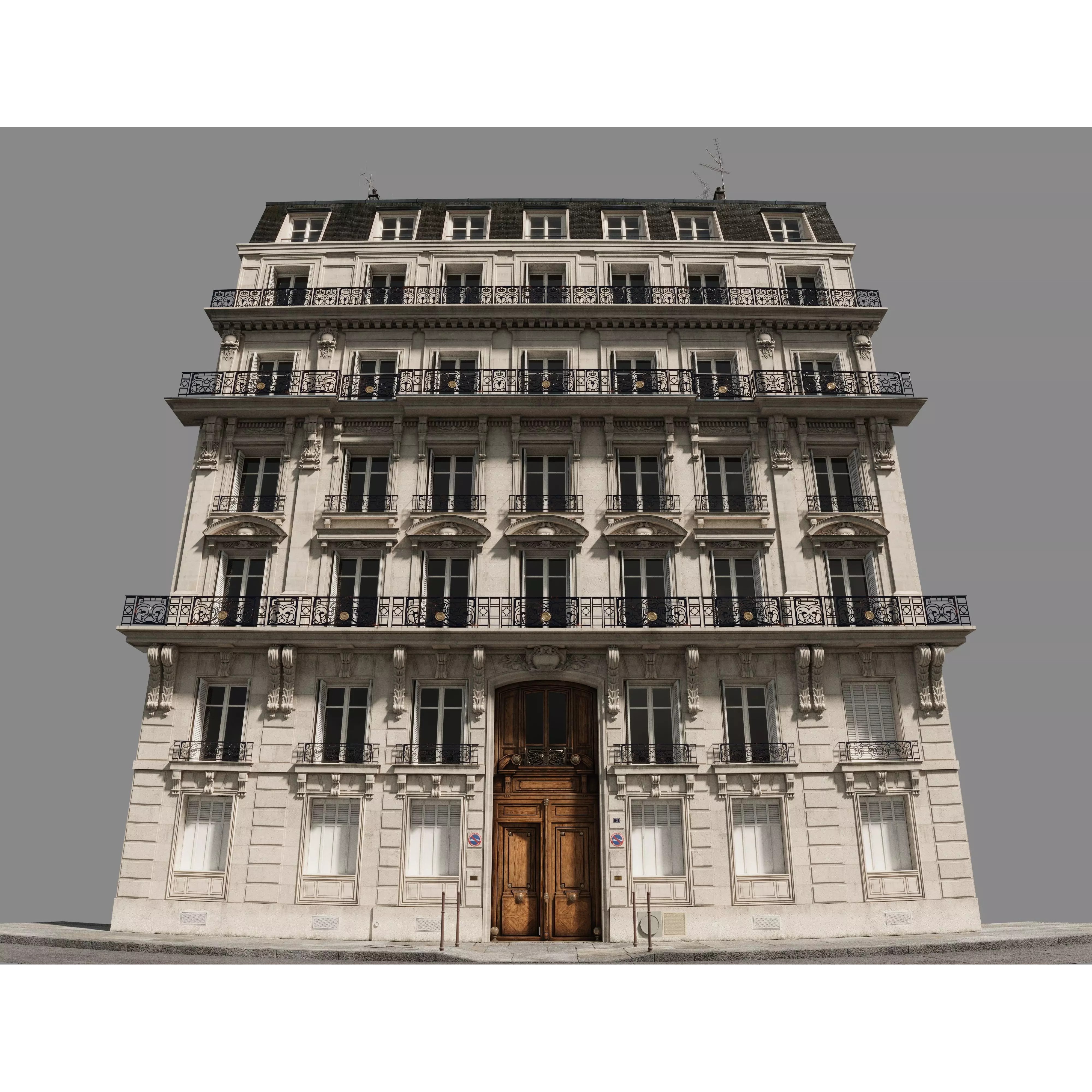 Parisian Old Building - Low-Poly Game-Ready 3D Model - View 2