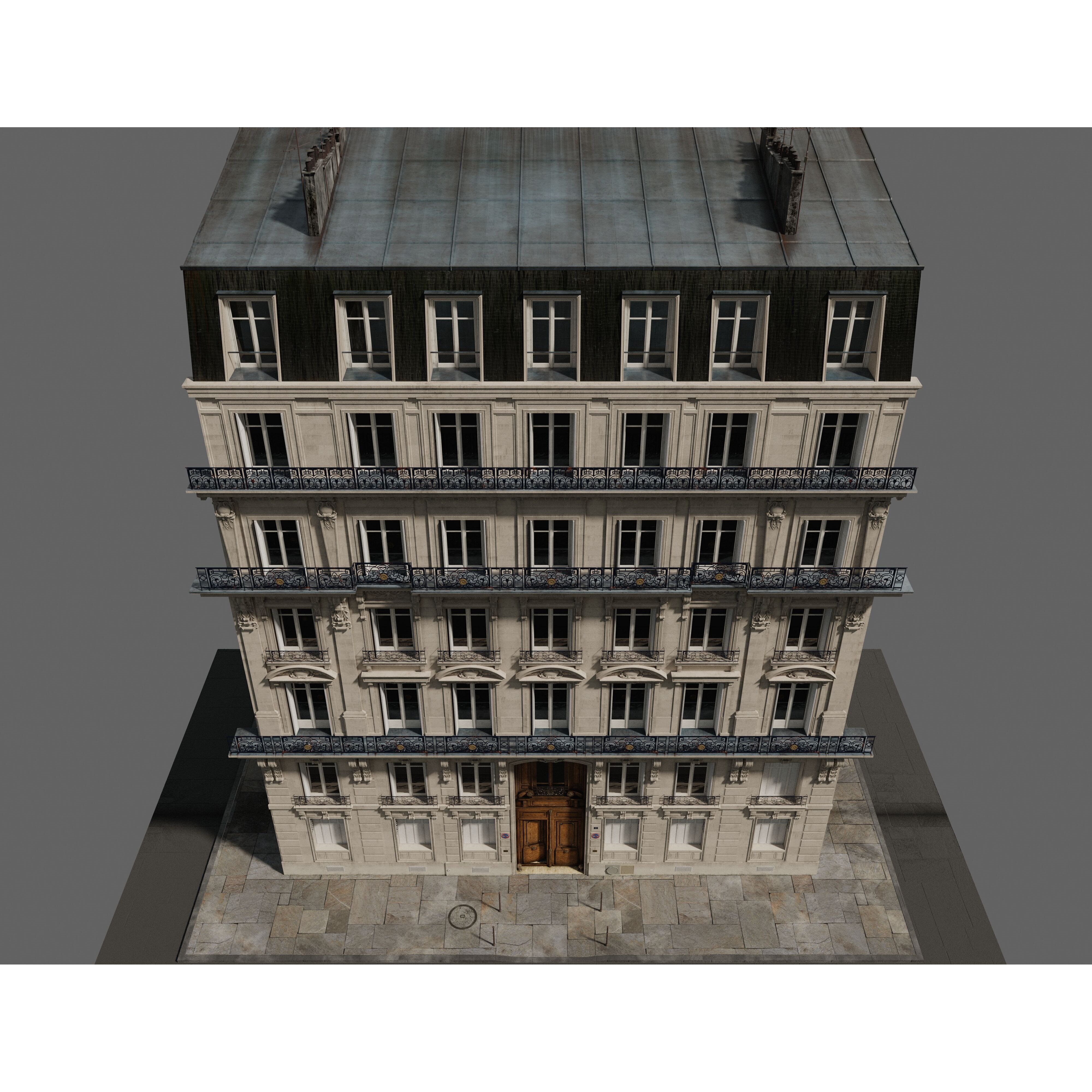 Parisian Old Building - Low-Poly Game-Ready 3D Model - View 4