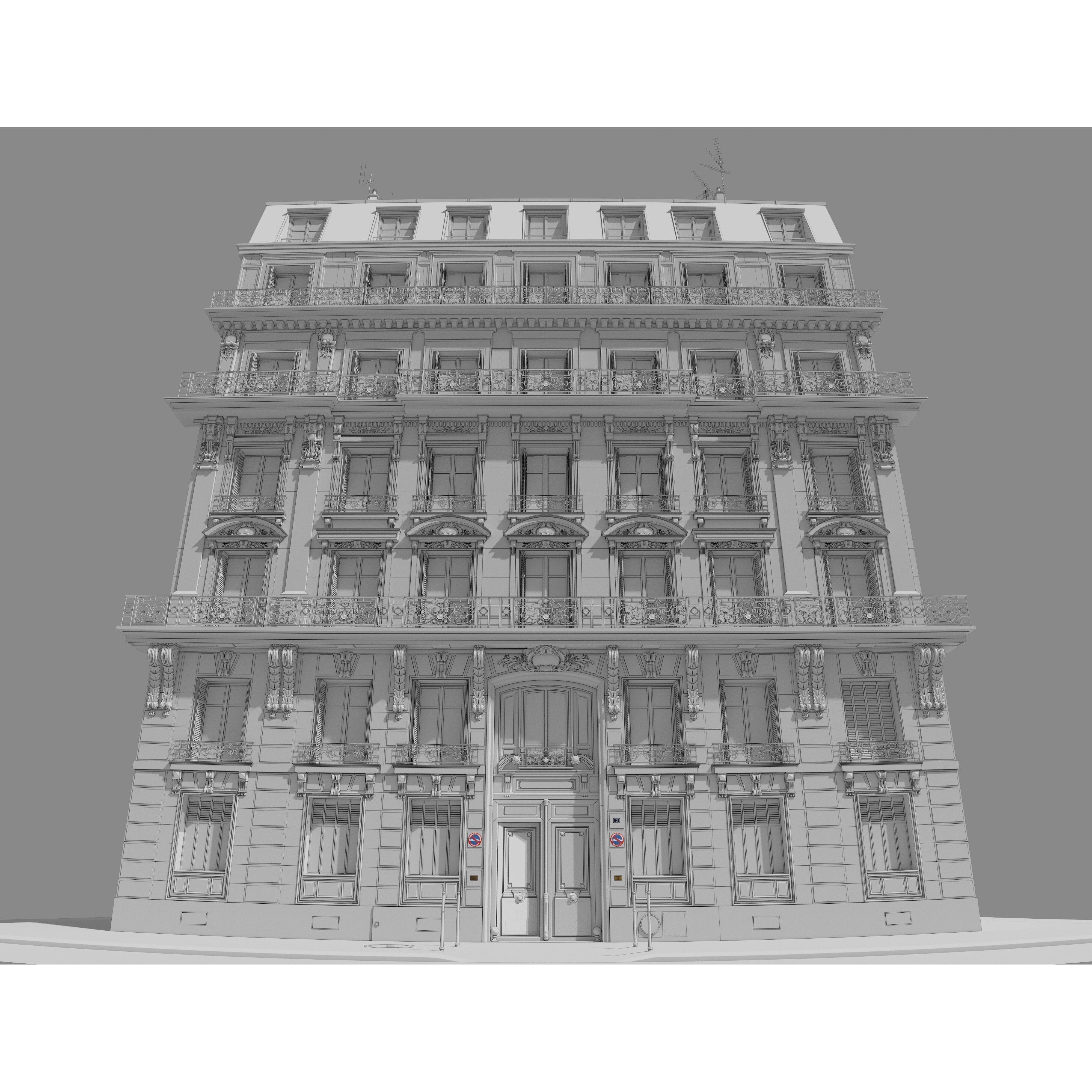 Parisian Old Building - Low-Poly Game-Ready 3D Model - View 5
