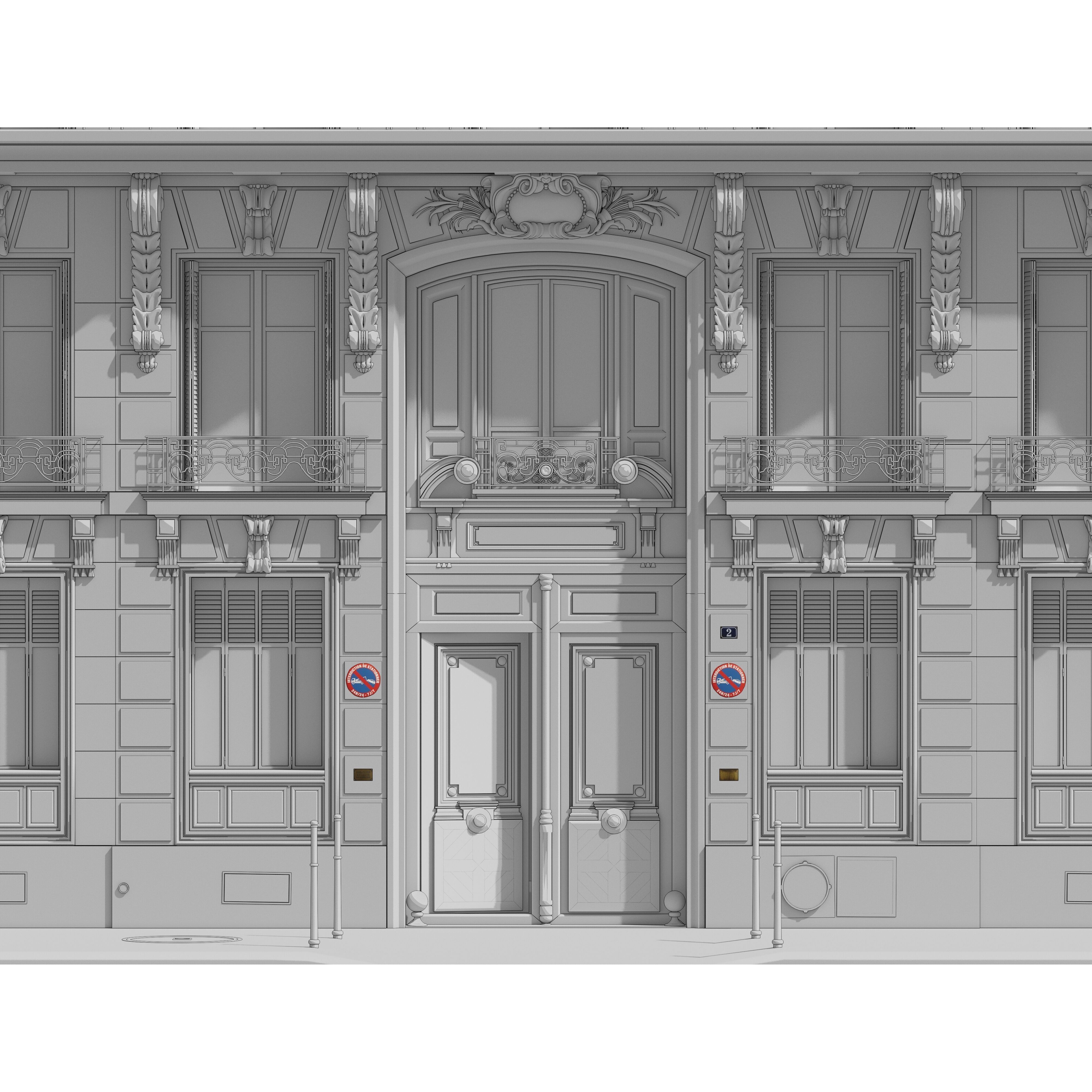 Parisian Old Building - Low-Poly Game-Ready 3D Model - View 6