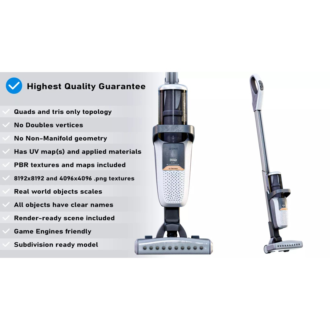 Modern Vacuum Cleaner 3D Model – Low Poly PBR Game Asset, Blender & FBX - View 3