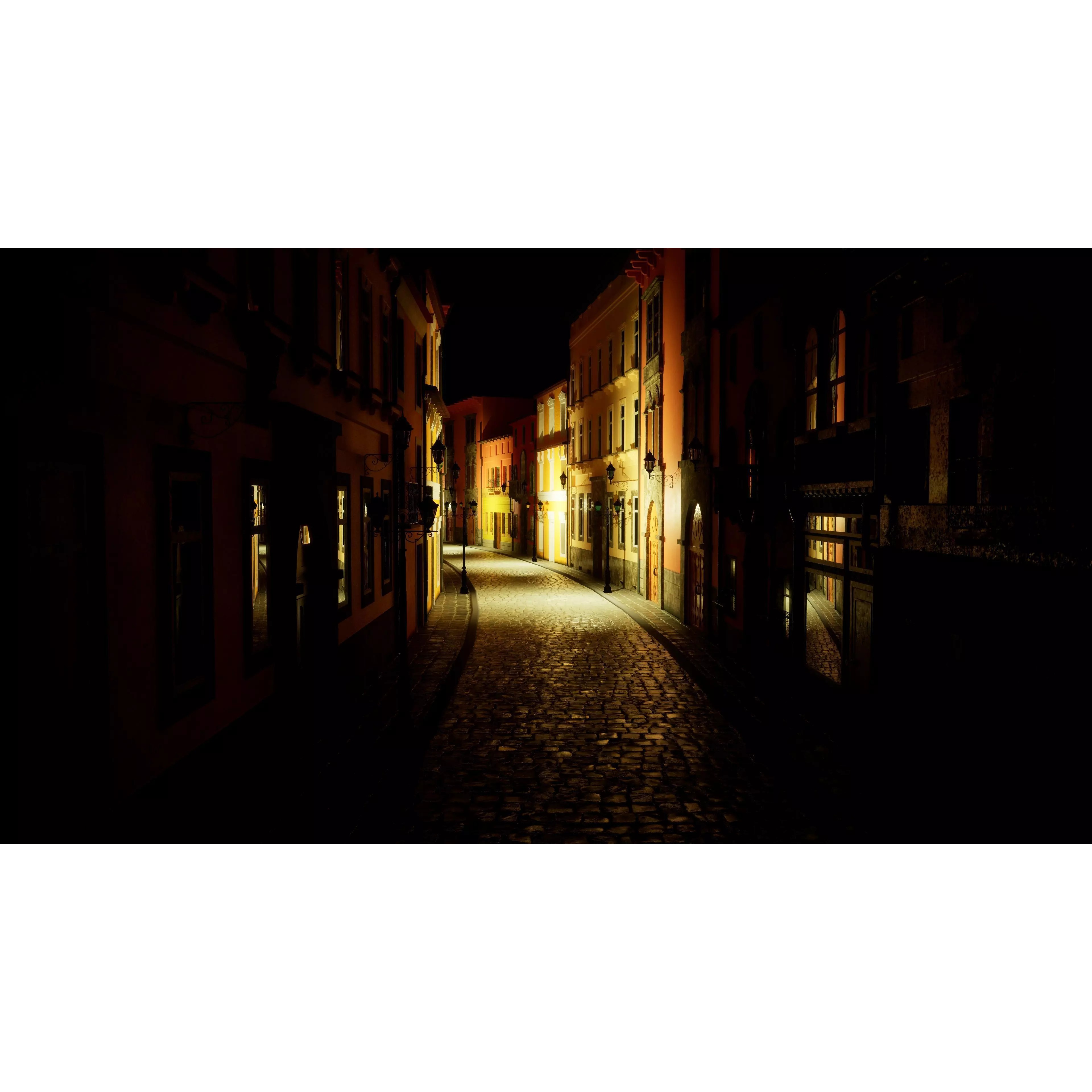 European City Street Scene - Low-Poly Game-Ready 3D Model - View 11