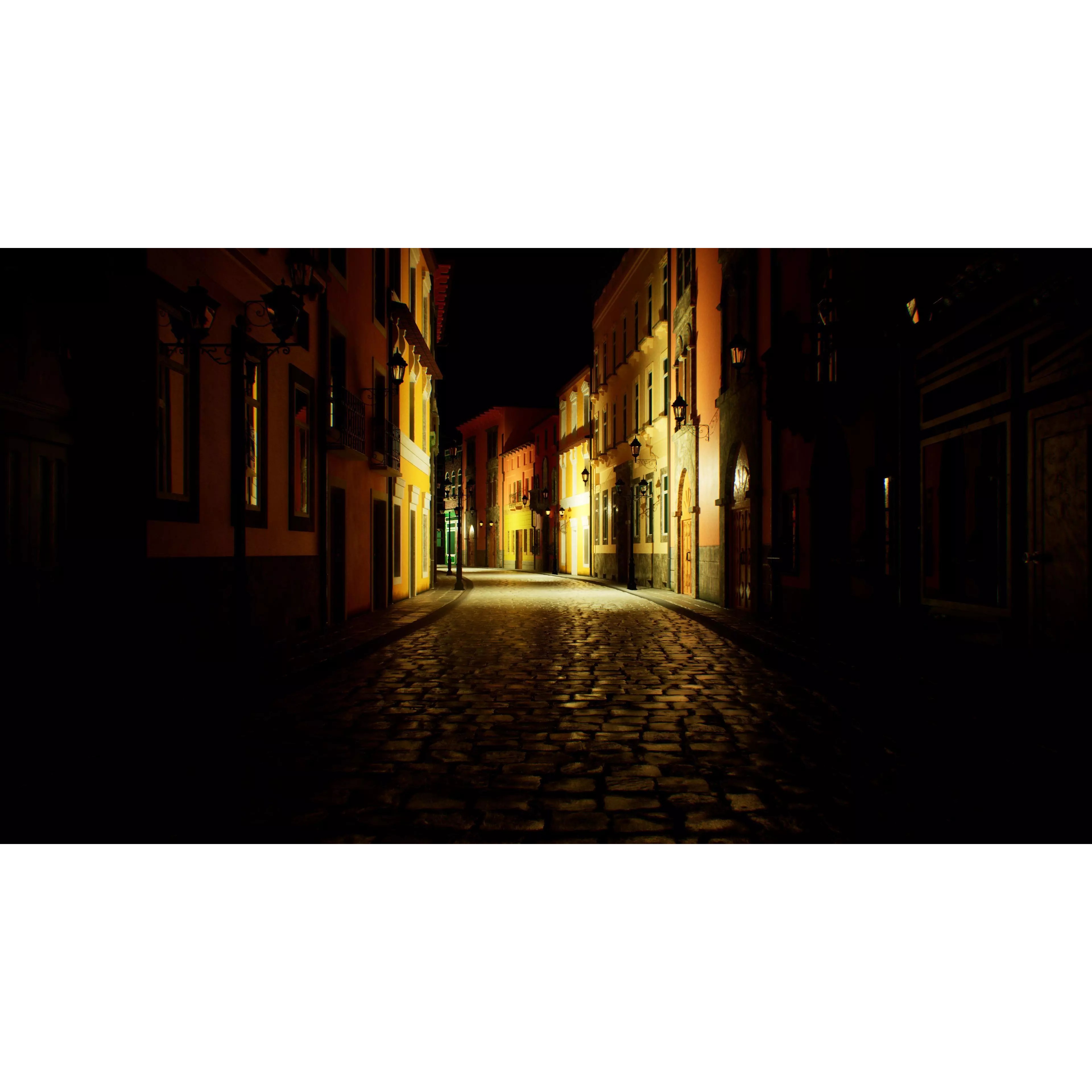 European City Street Scene - Low-Poly Game-Ready 3D Model - View 12