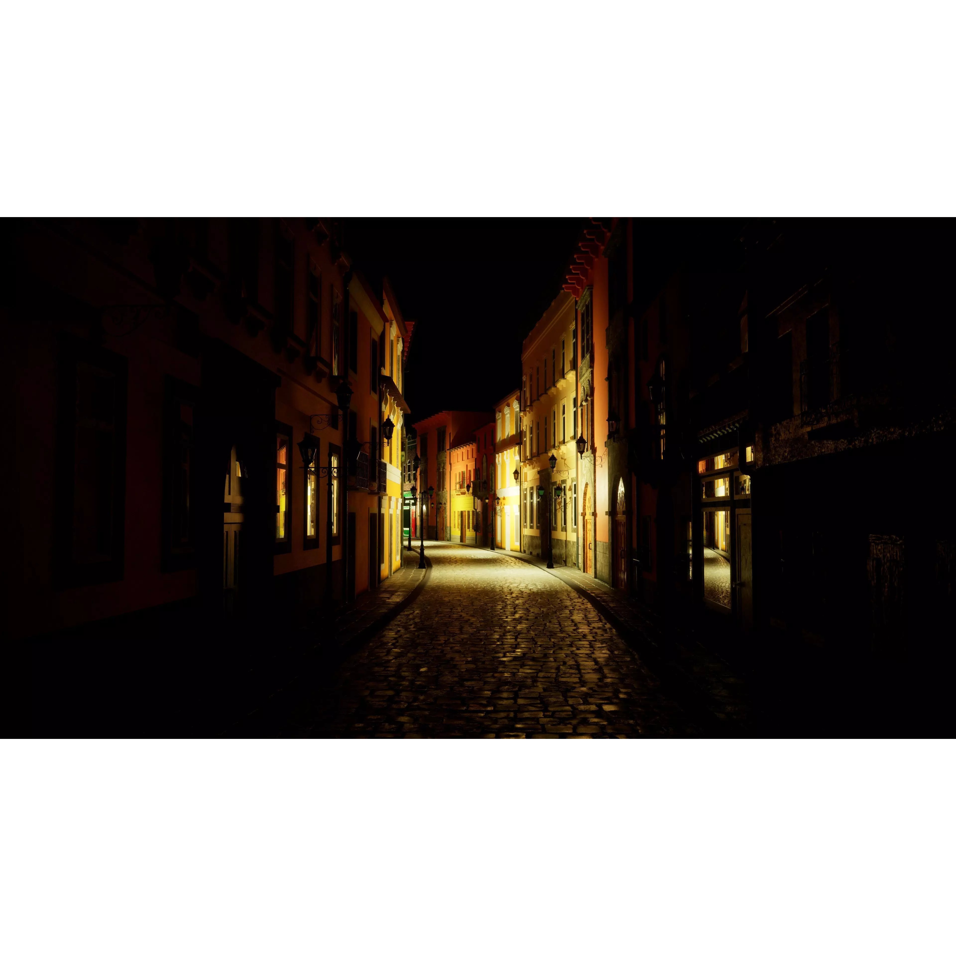 European City Street Scene - Low-Poly Game-Ready 3D Model - View 15