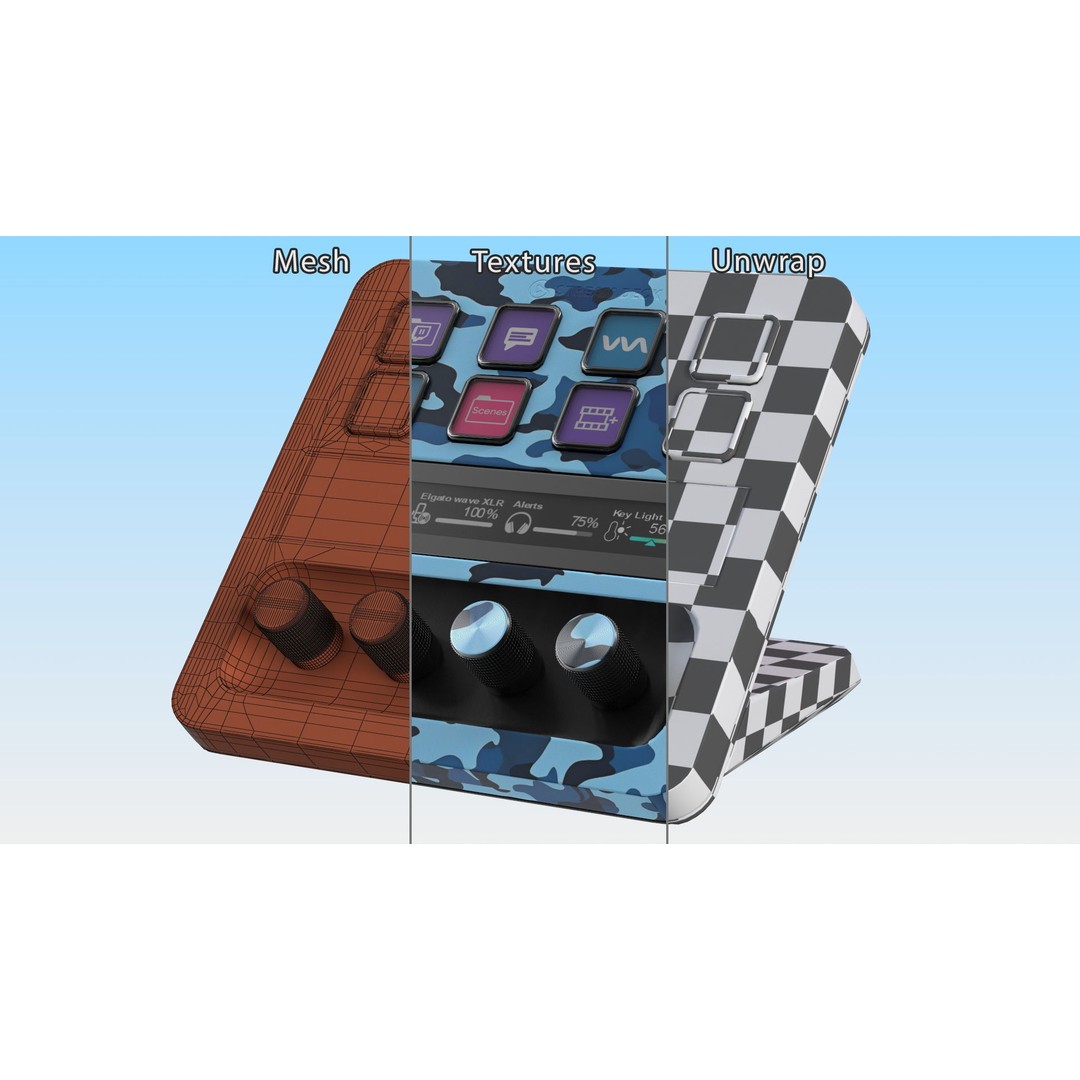 Elgato Stream Deck Custom Skin 3D Model – PBR Textured Game Asset, FBX - View 11