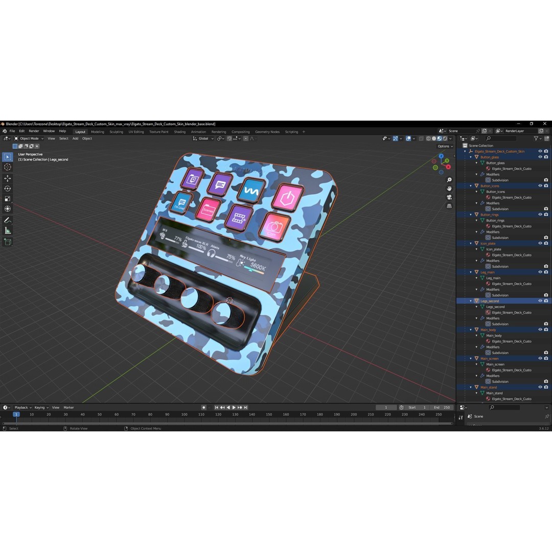 Elgato Stream Deck Custom Skin 3D Model – PBR Textured Game Asset, FBX - View 17