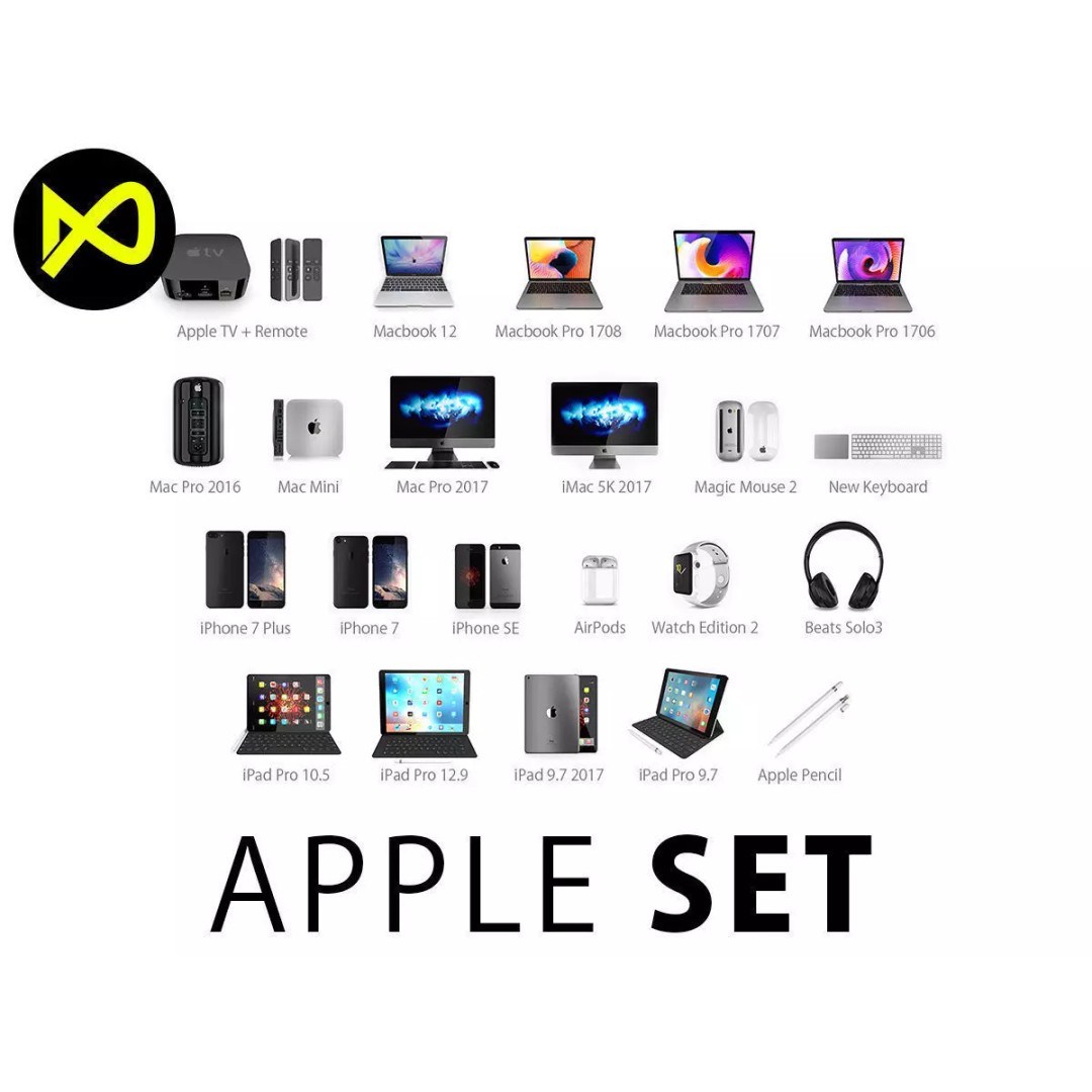 Apple Complete 3D Model Set – High Poly Electronics Collection, FBX - View 2