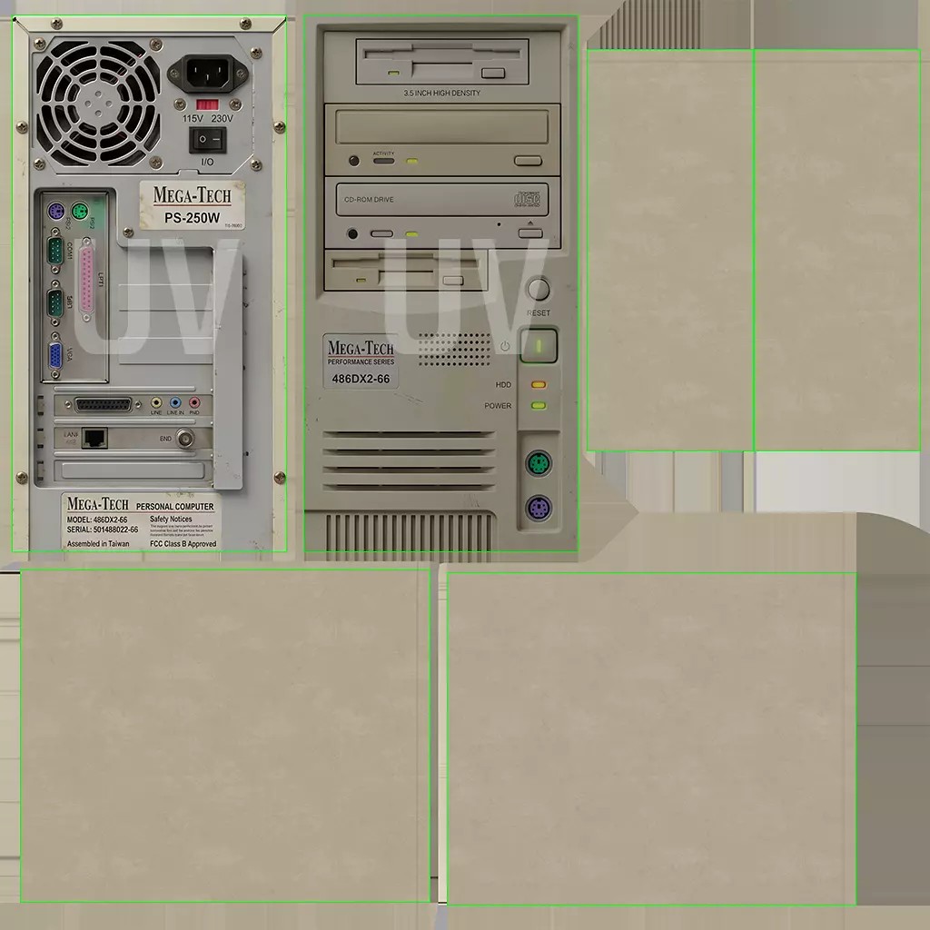 Retro Desktop Computer Tower 3D Model – Low Poly PBR Game Asset, FBX - View 12