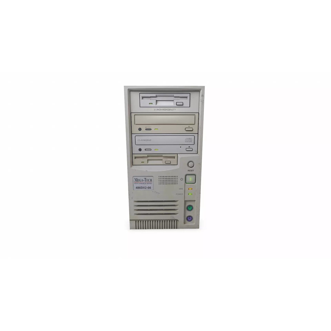 Retro Desktop Computer Tower 3D Model – Low Poly PBR Game Asset, FBX - View 4