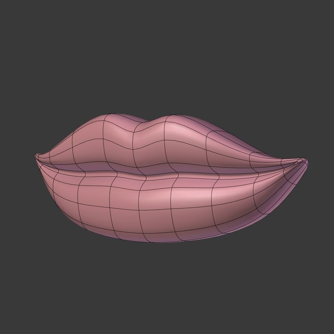 Lips 3D Model – Low Poly Character Asset for Animation, Blender - View 9