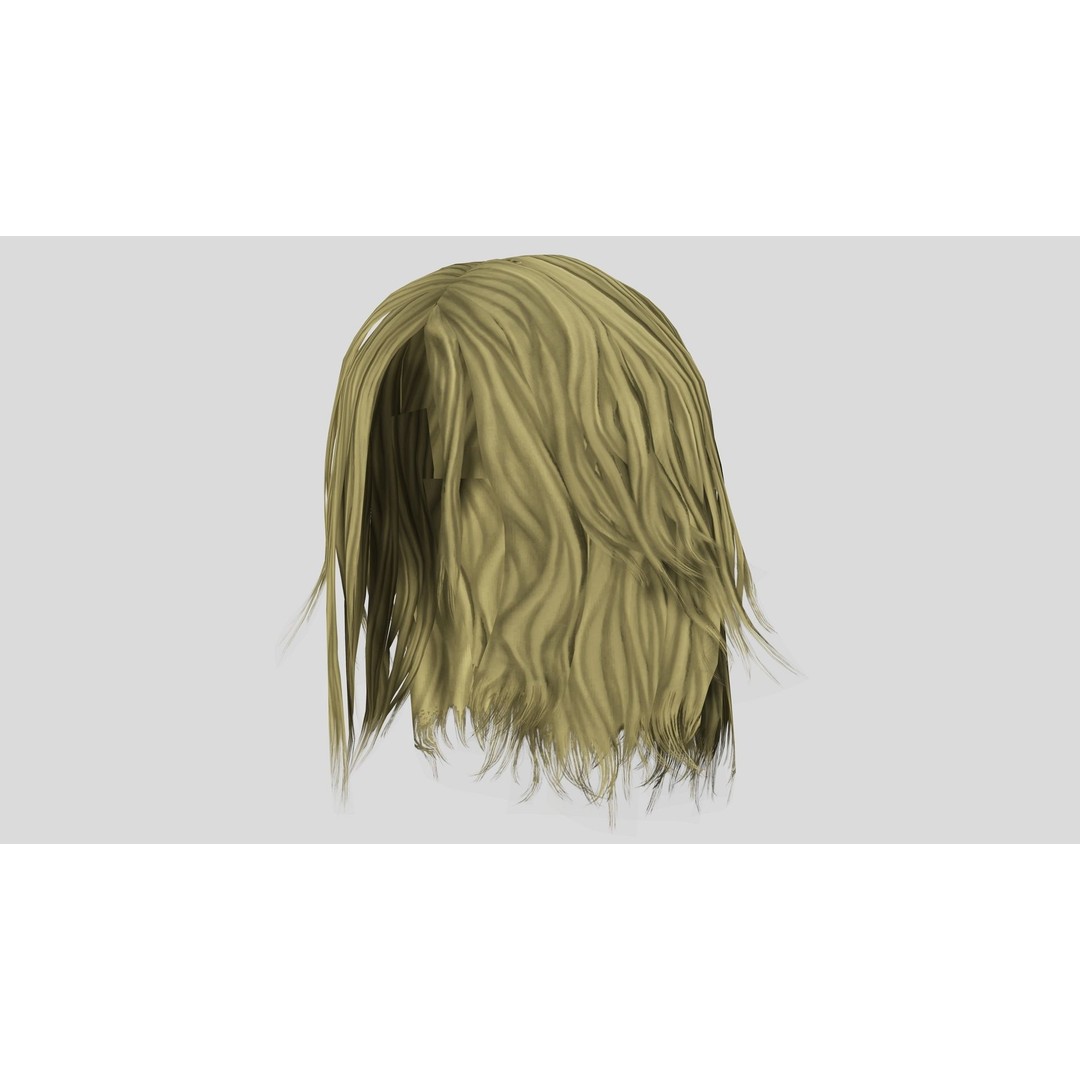 Female Short Messy Hair 3D Model – Low Poly Game Asset, FBX - View 10