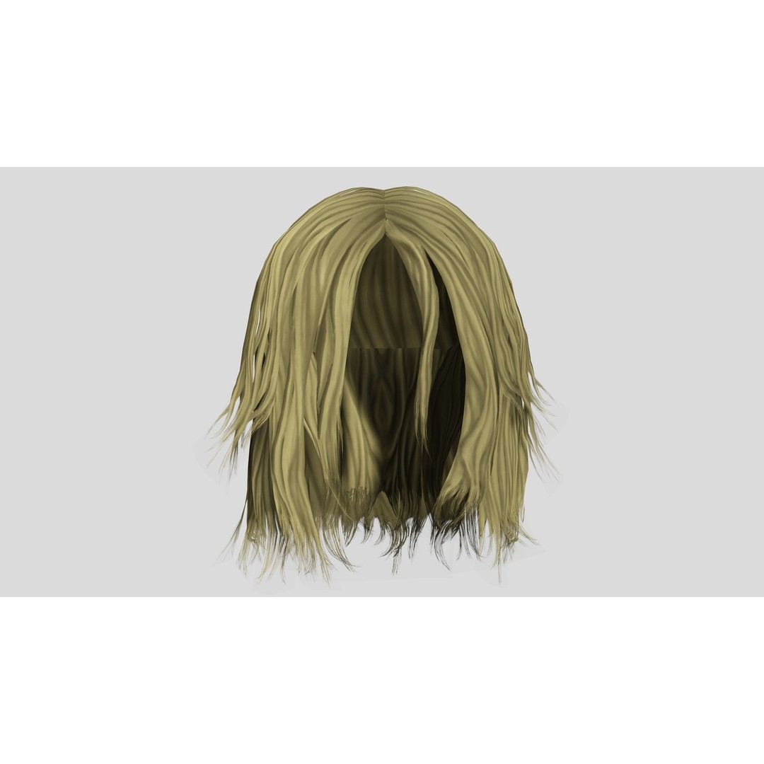 Female Short Messy Hair 3D Model – Low Poly Game Asset, FBX - View 11