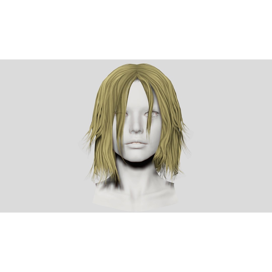 Female Short Messy Hair 3D Model – Low Poly Game Asset, FBX - View 4