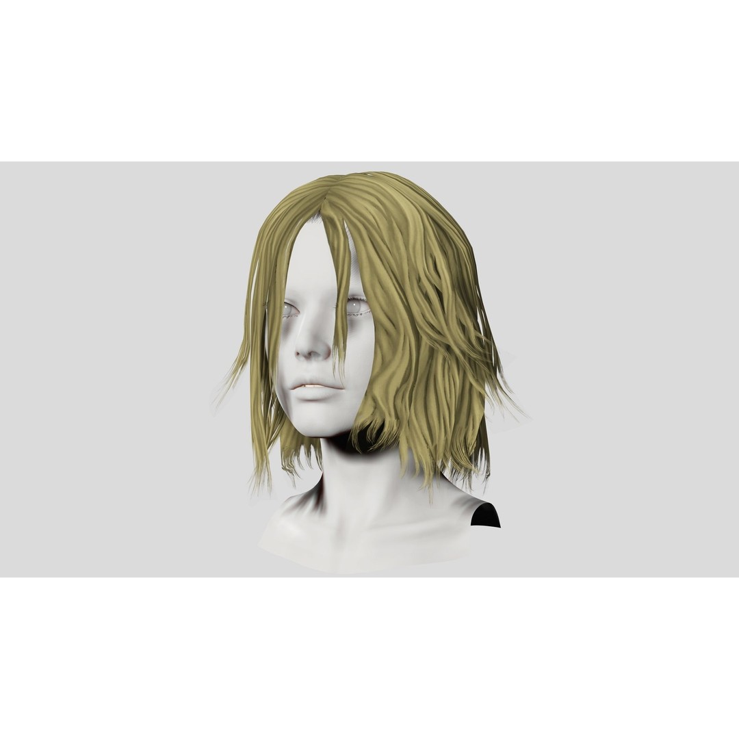 Female Short Messy Hair 3D Model – Low Poly Game Asset, FBX - View 5