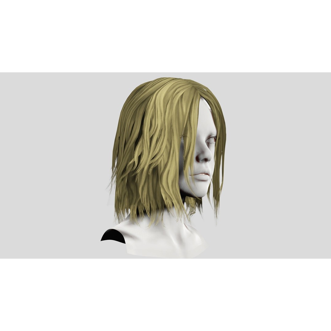 Female Short Messy Hair 3D Model – Low Poly Game Asset, FBX - View 9