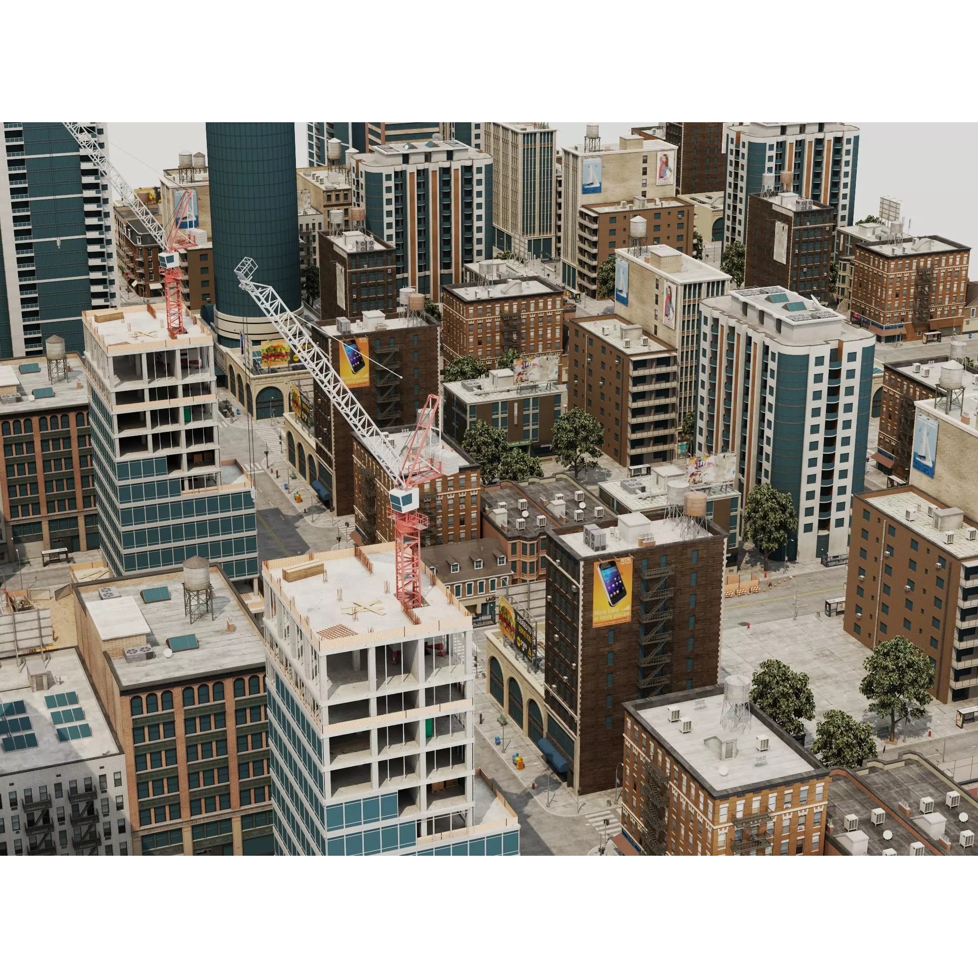 Modern City Buildings Pack - Low-Poly Game-Ready 3D Model - View 12