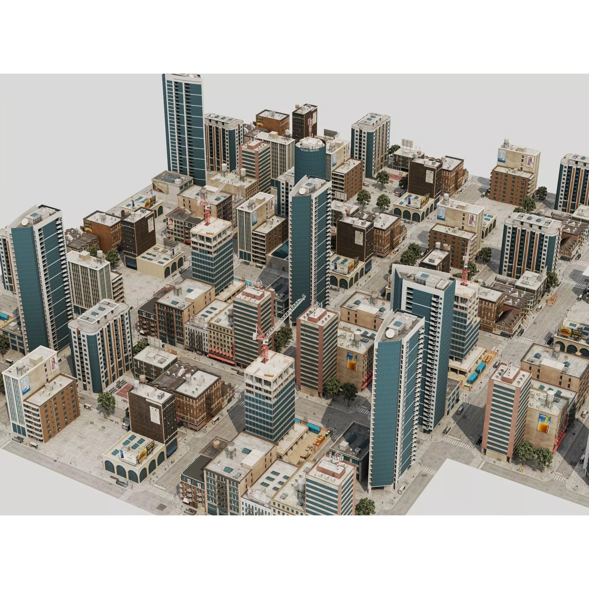 Modern City Buildings Pack - Low-Poly Game-Ready 3D Model - View 13