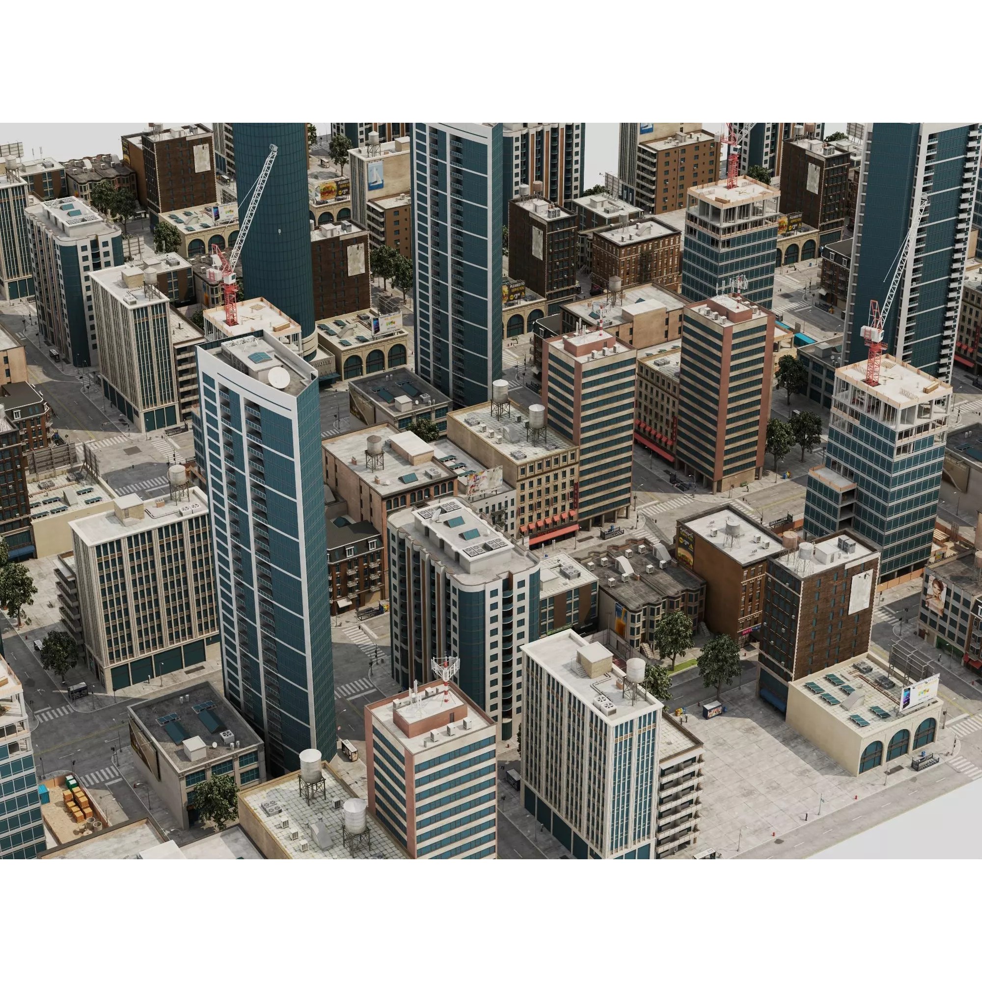 Modern City Buildings Pack - Low-Poly Game-Ready 3D Model - View 14
