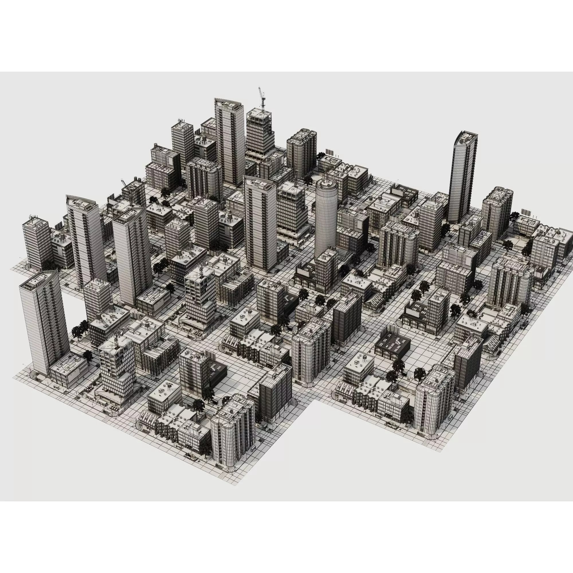 Modern City Buildings Pack - Low-Poly Game-Ready 3D Model - View 15