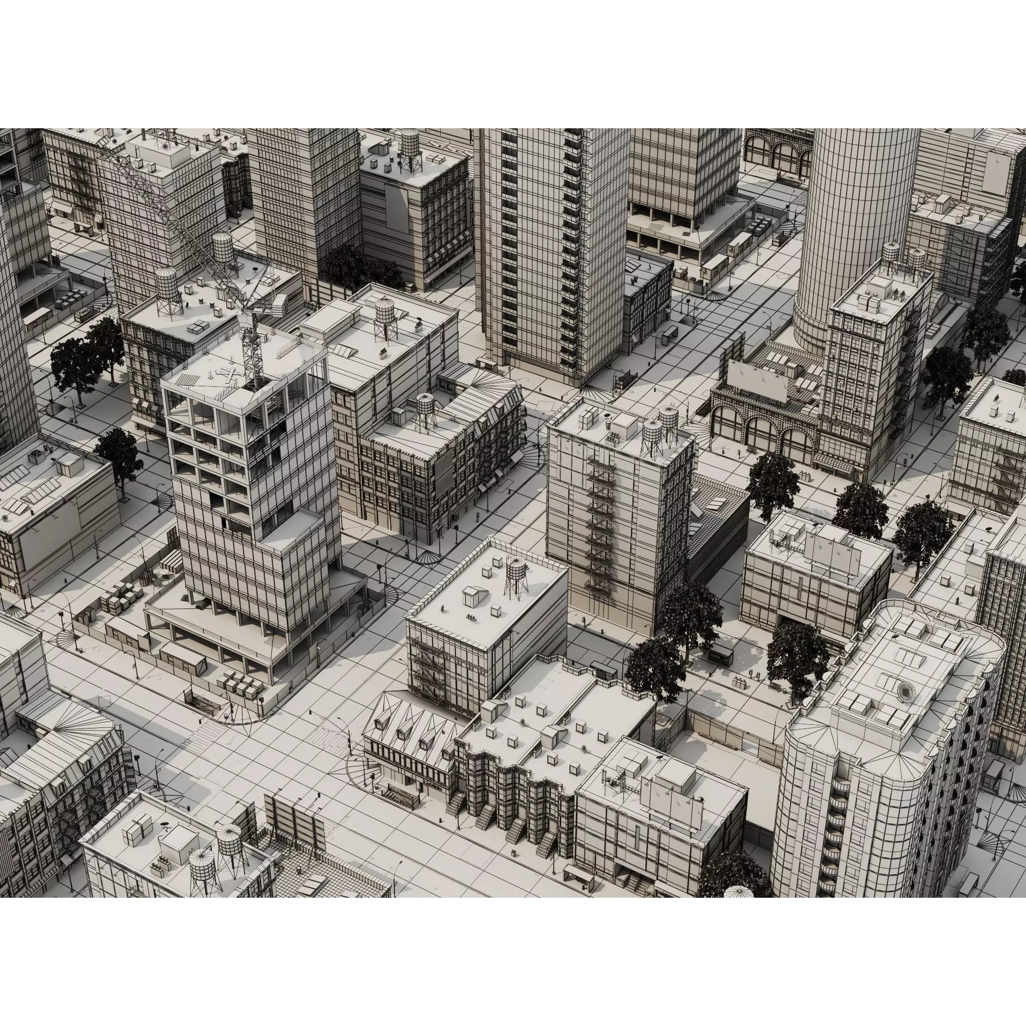 Modern City Buildings Pack - Low-Poly Game-Ready 3D Model - View 16