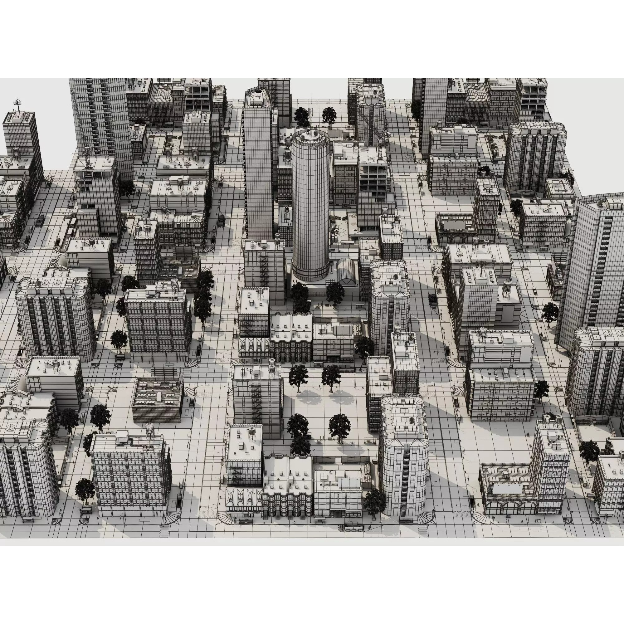 Modern City Buildings Pack - Low-Poly Game-Ready 3D Model - View 17